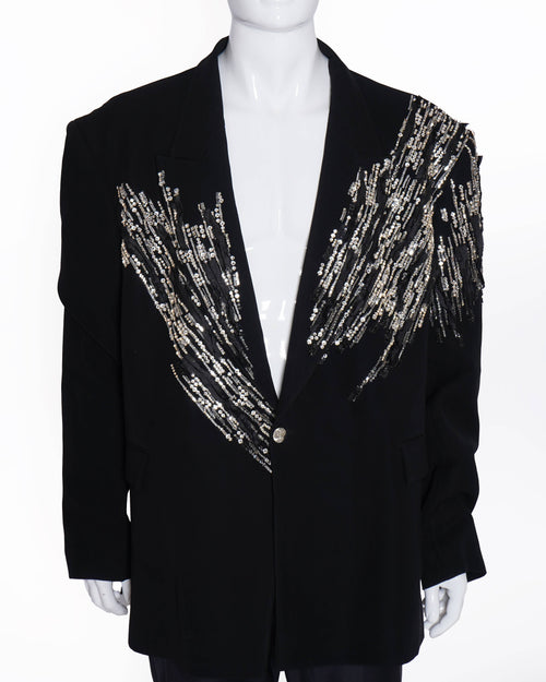 Falguni Shane Peacock Sequin black blazer (Unisex)