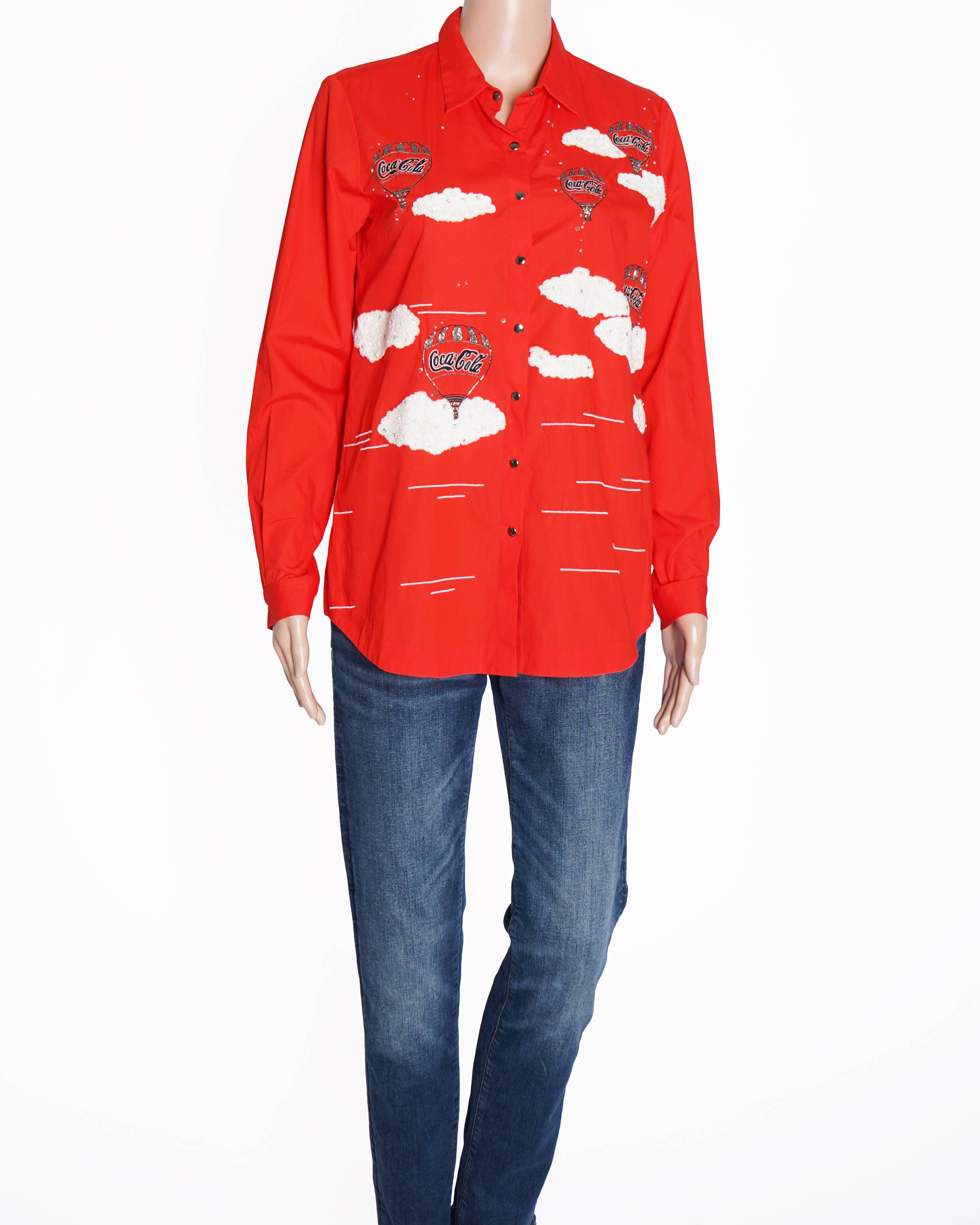 Sahnin Manan Red Embroidered Hot Air Balloon Shirts