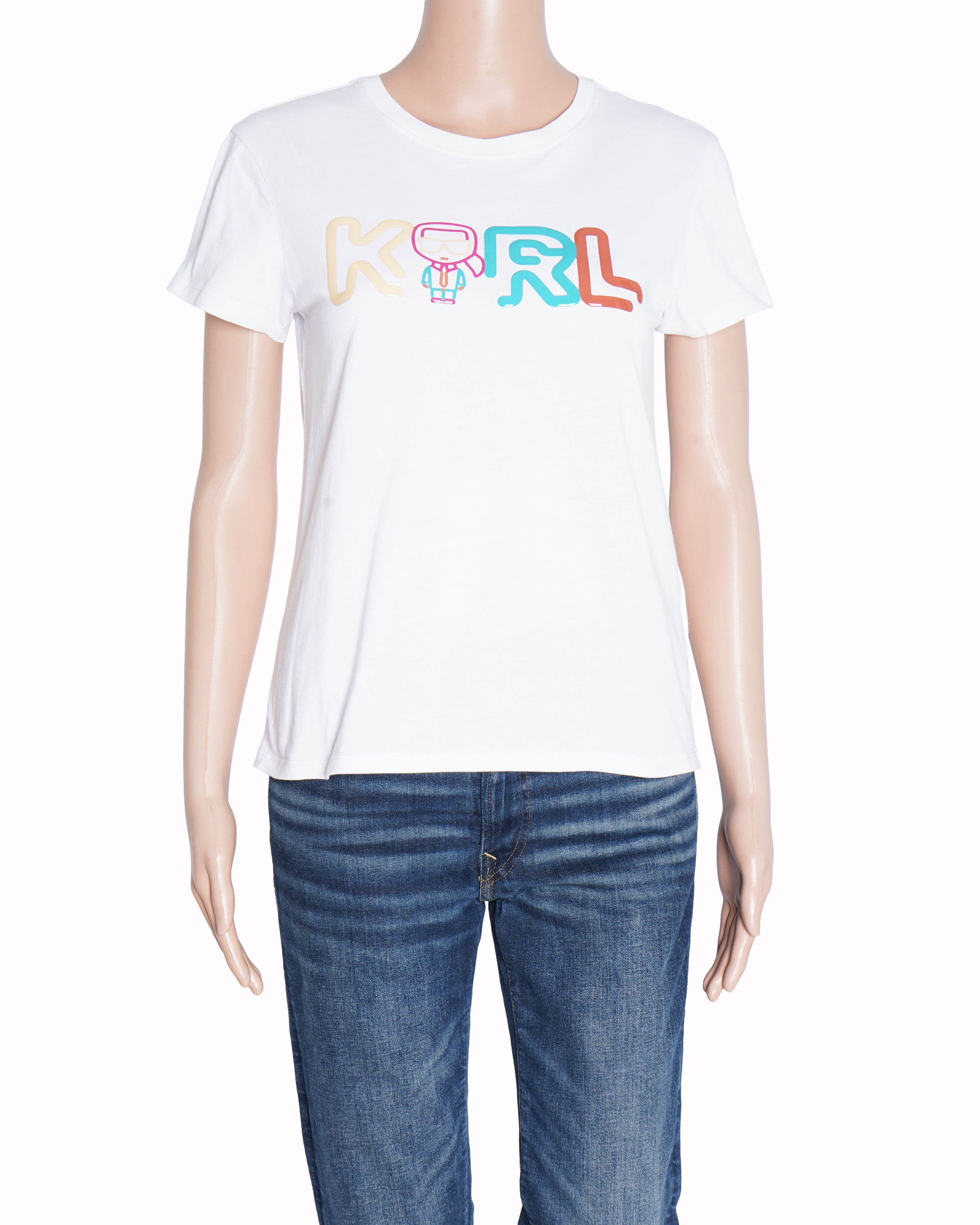 Karl lagerfeld white colorful logo t-shirt