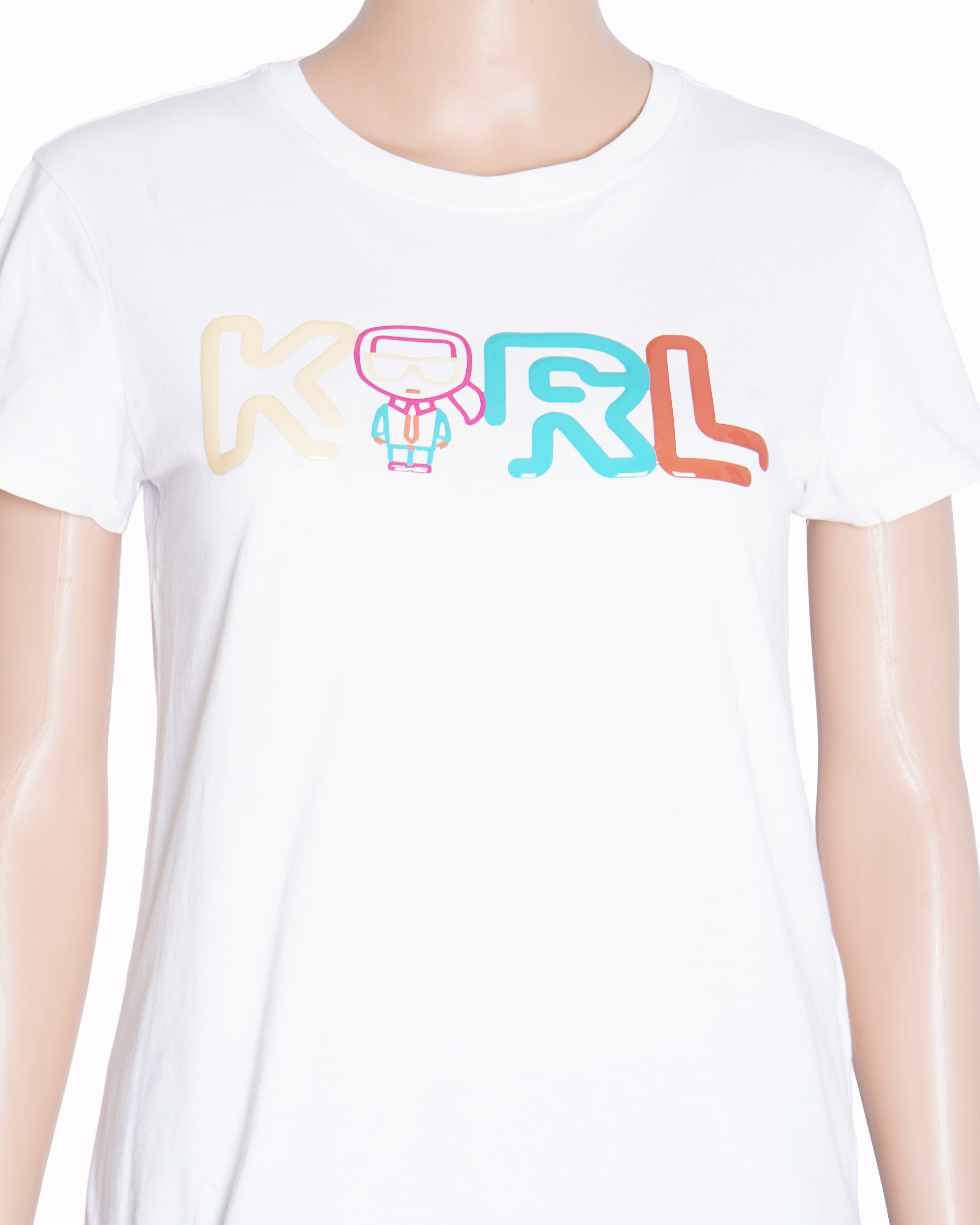 Karl lagerfeld white colorful logo t-shirt