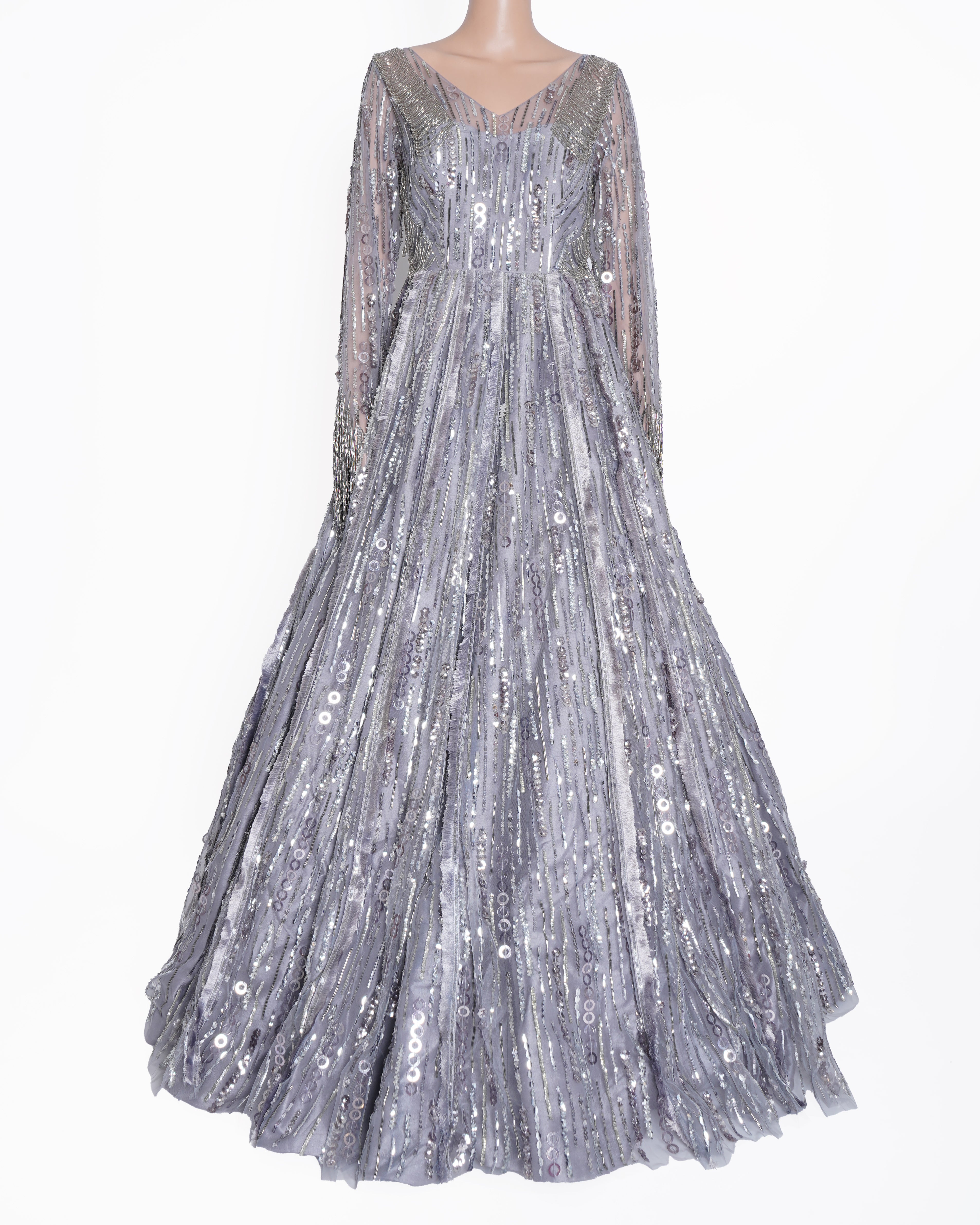 New Manish Malhotra Sequin Gown In Grey