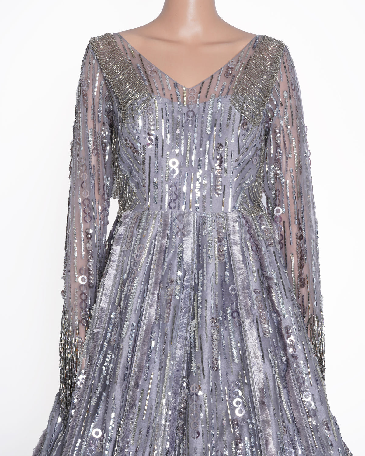 New Manish Malhotra Sequin Gown In Grey