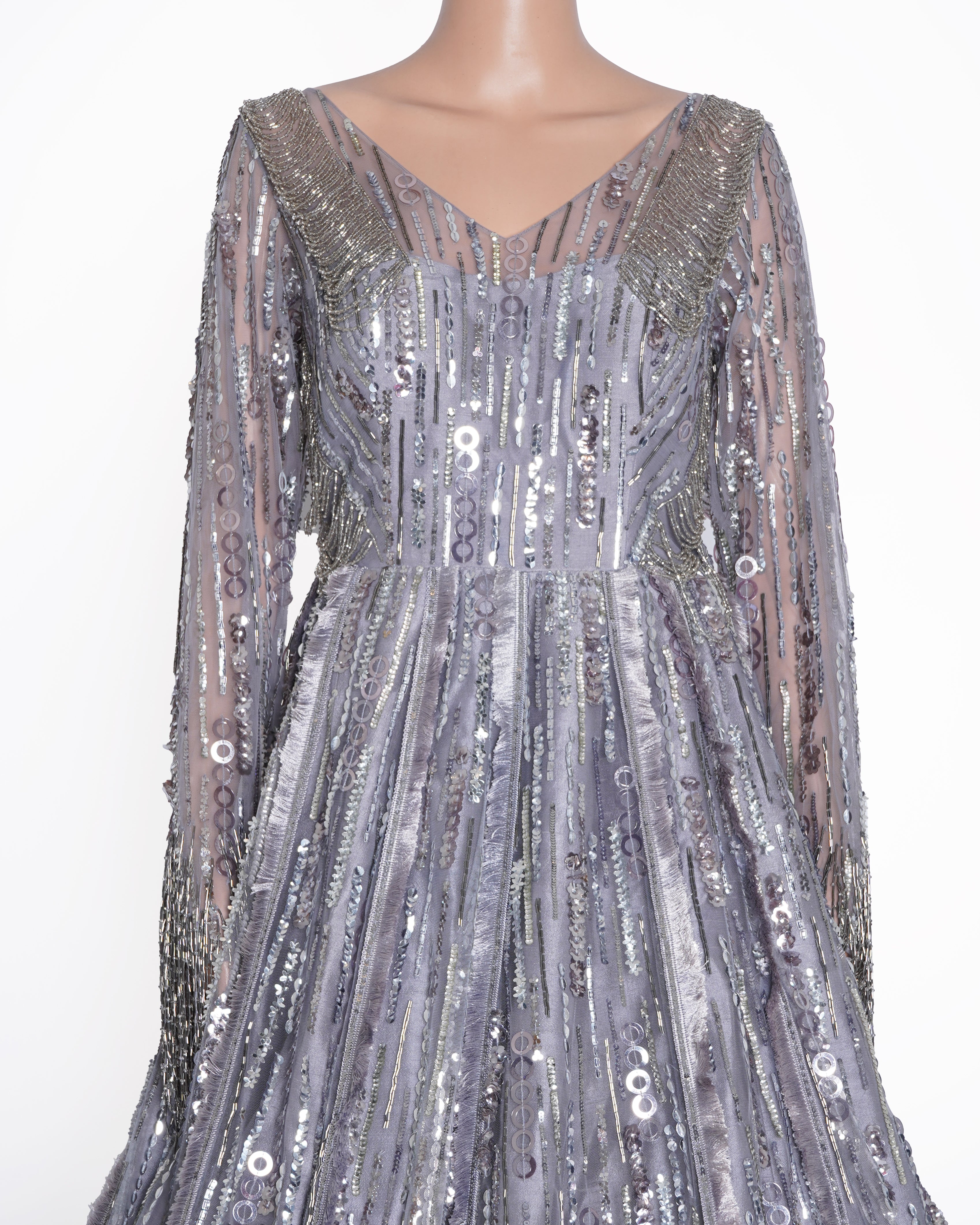 New Manish Malhotra Sequin Gown In Grey