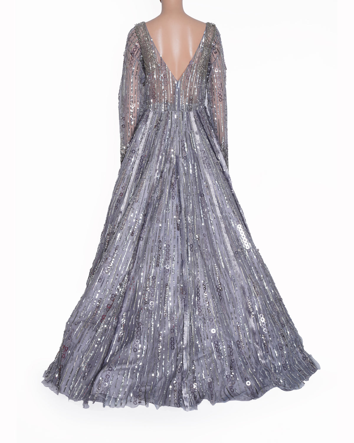 New Manish Malhotra Sequin Gown In Grey