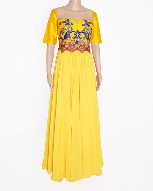Falguni Shane & Peacock Yellow Gown