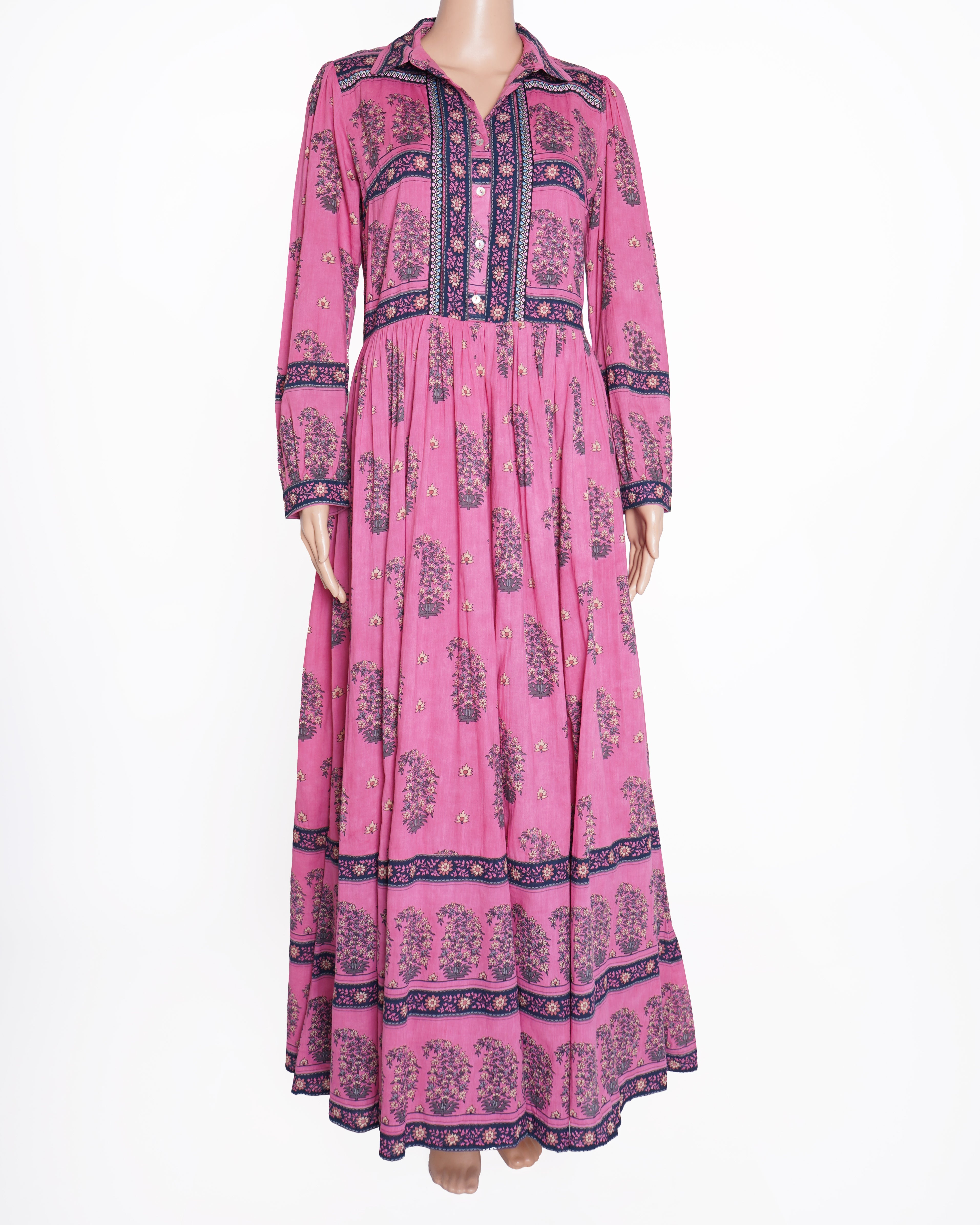 Ritu kumar pink and blue printed shirt dress
