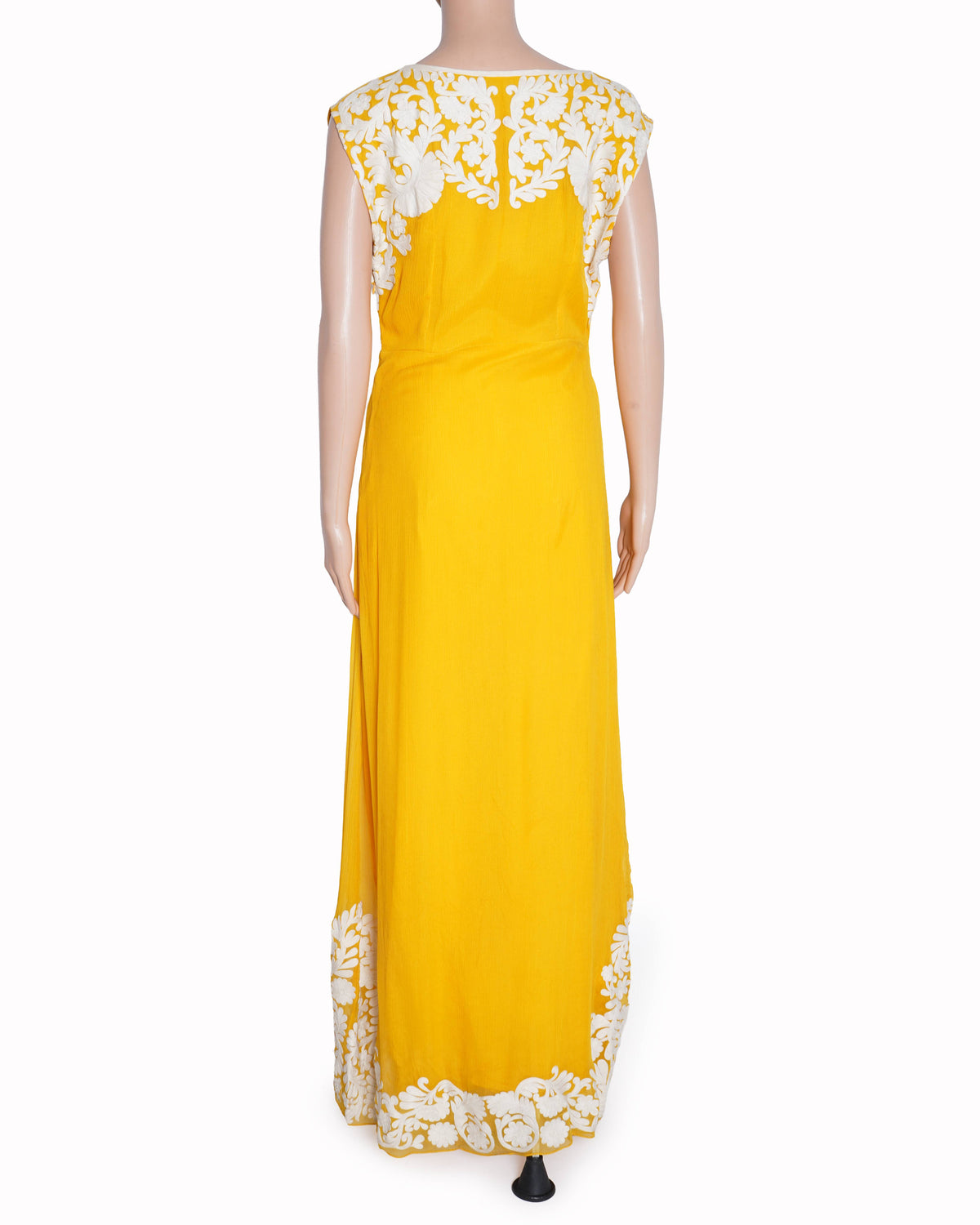Pankaj & Nidhi white and yellow long dress