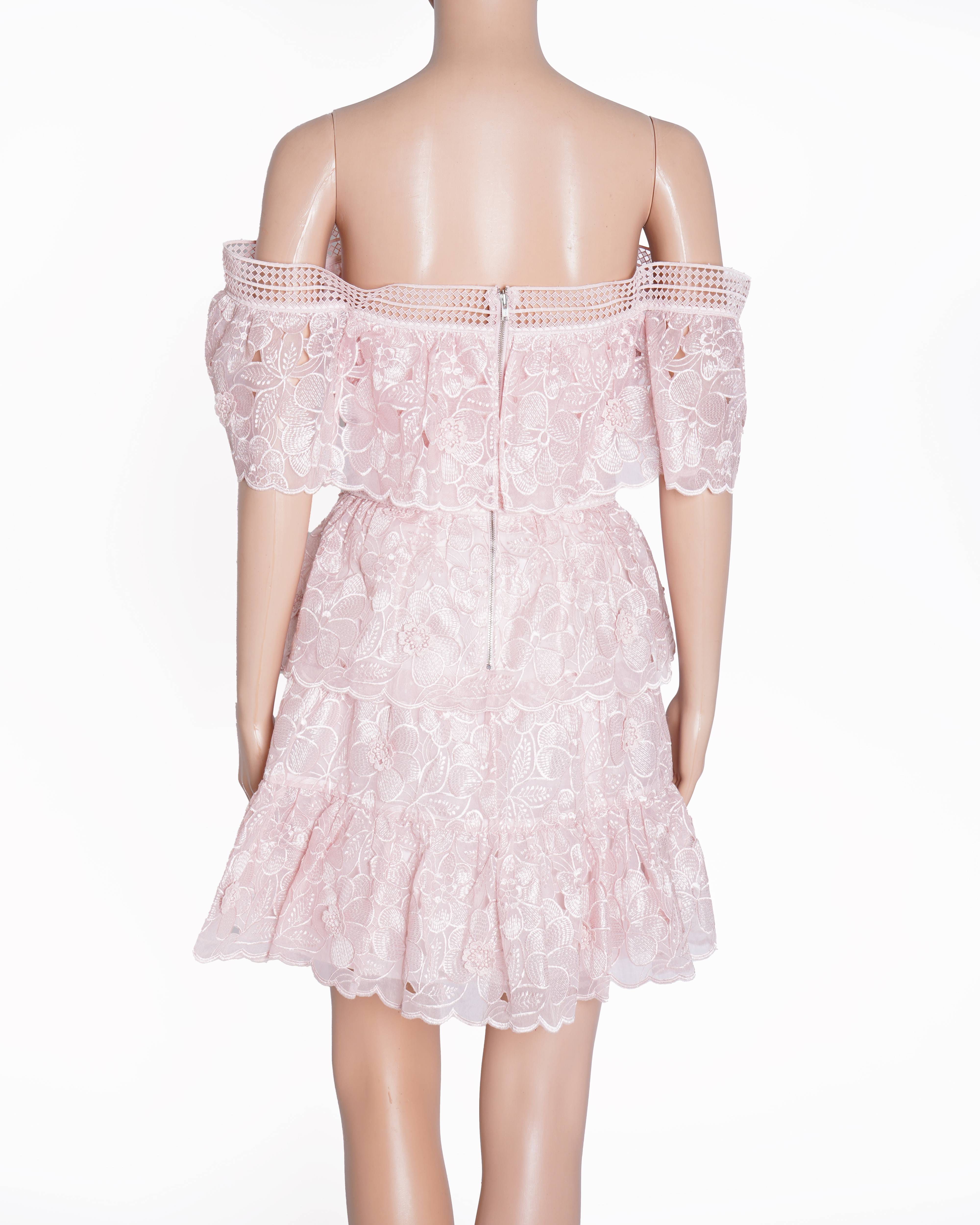 Self portrait 
Blush 3D Flower Off the Shoulder Mini Dress