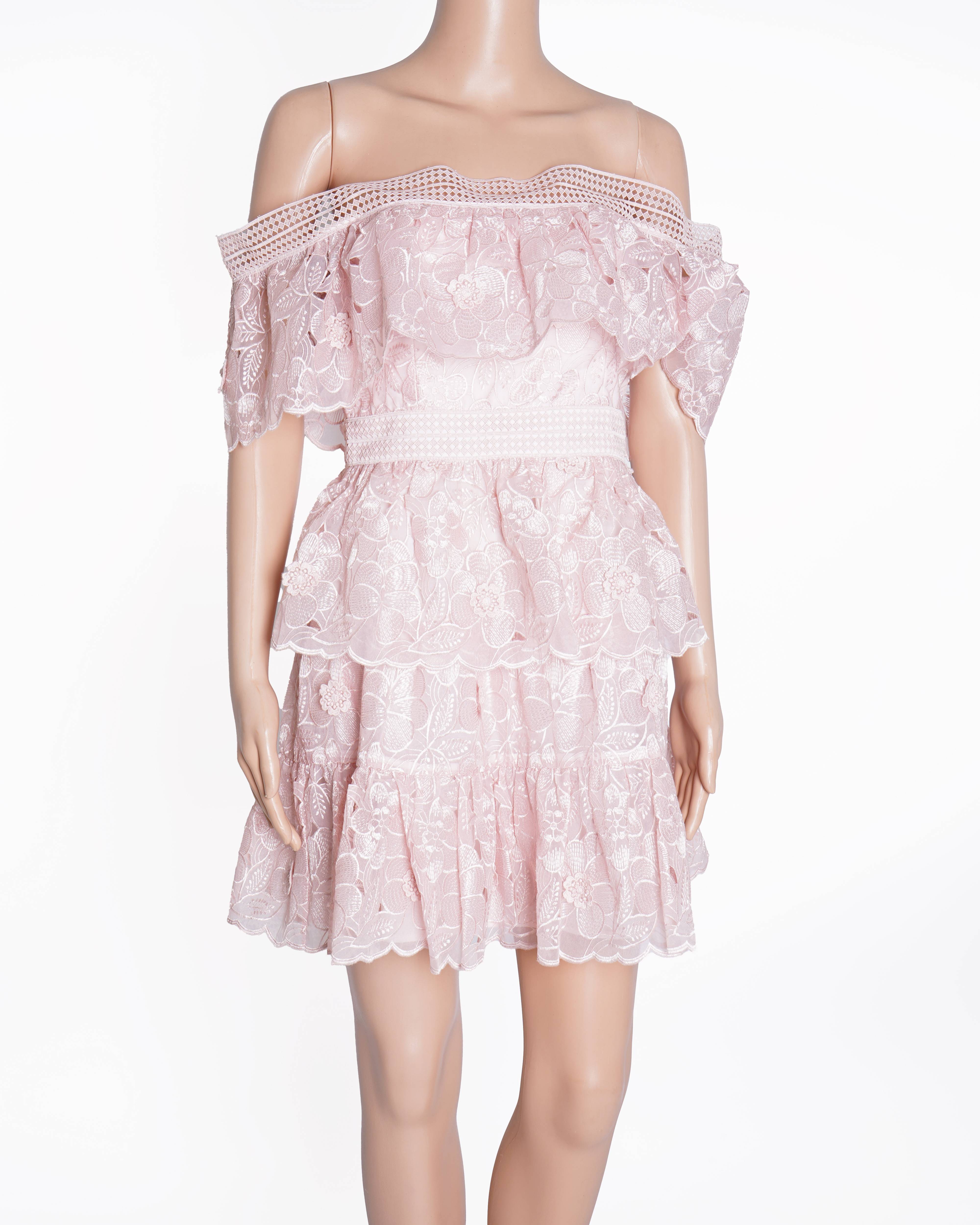 Self portrait 
Blush 3D Flower Off the Shoulder Mini Dress