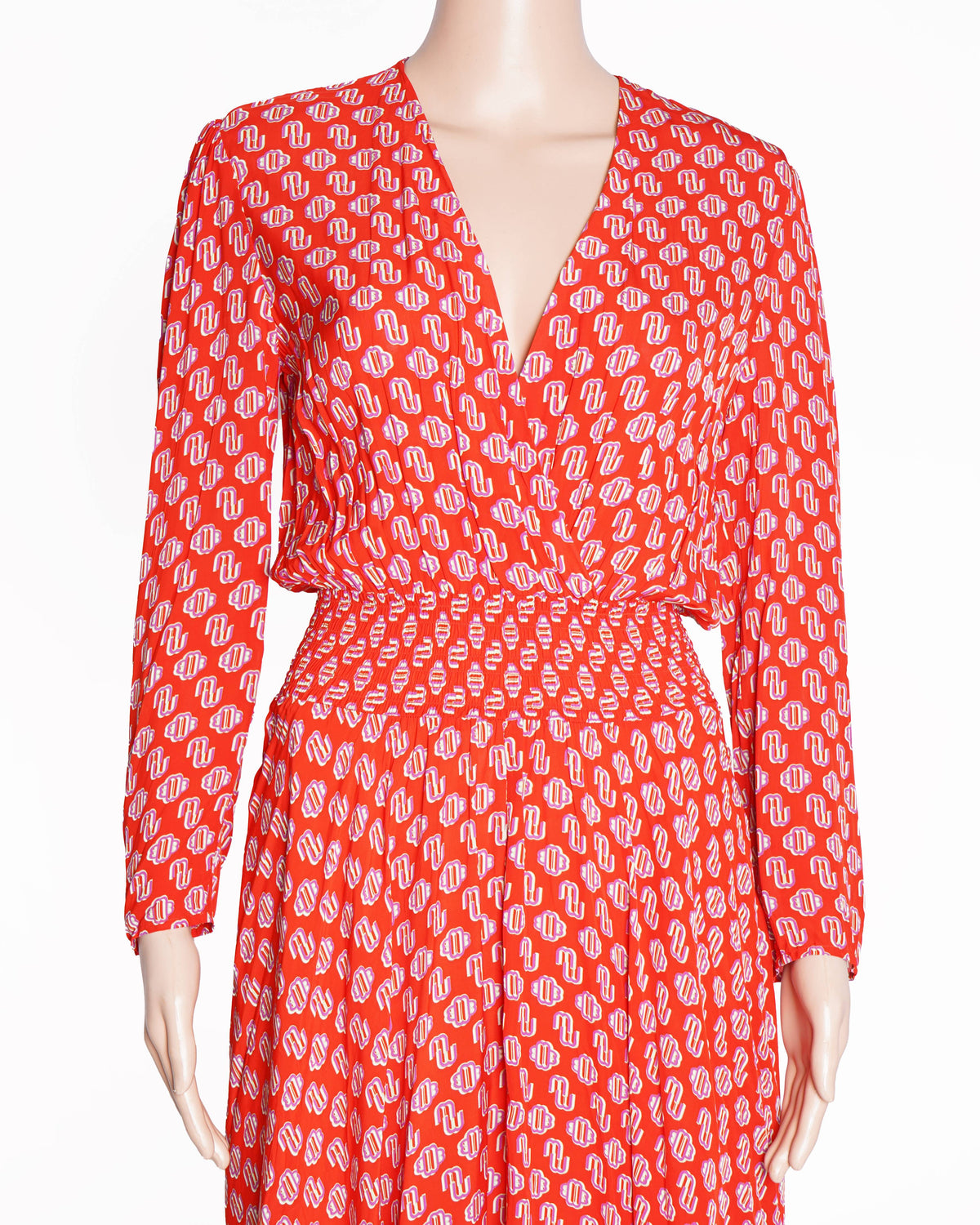 New Maje red monogram printed dress