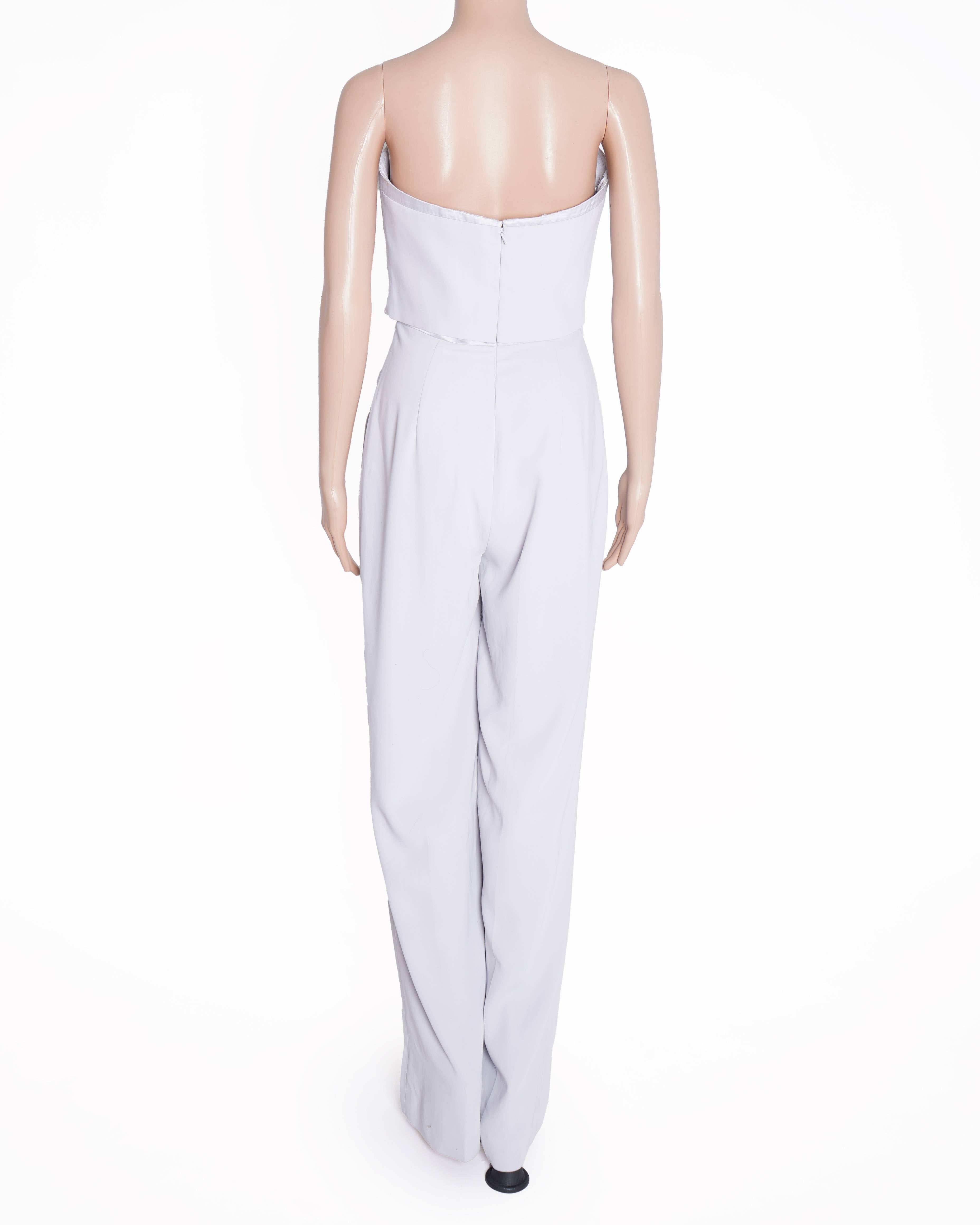 Reiss strapless jumpsuit in Light grey