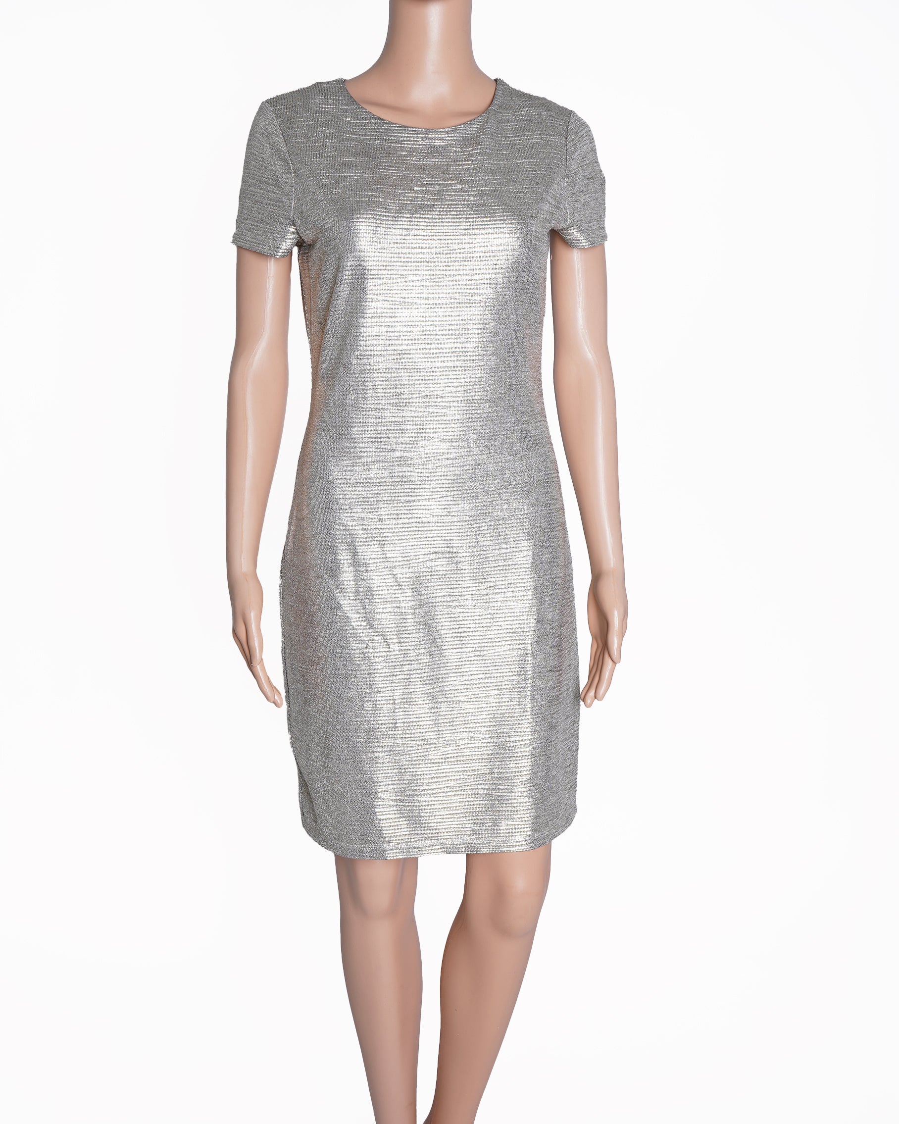 New Alice + Olivia Silver Foil Bodycon Dress