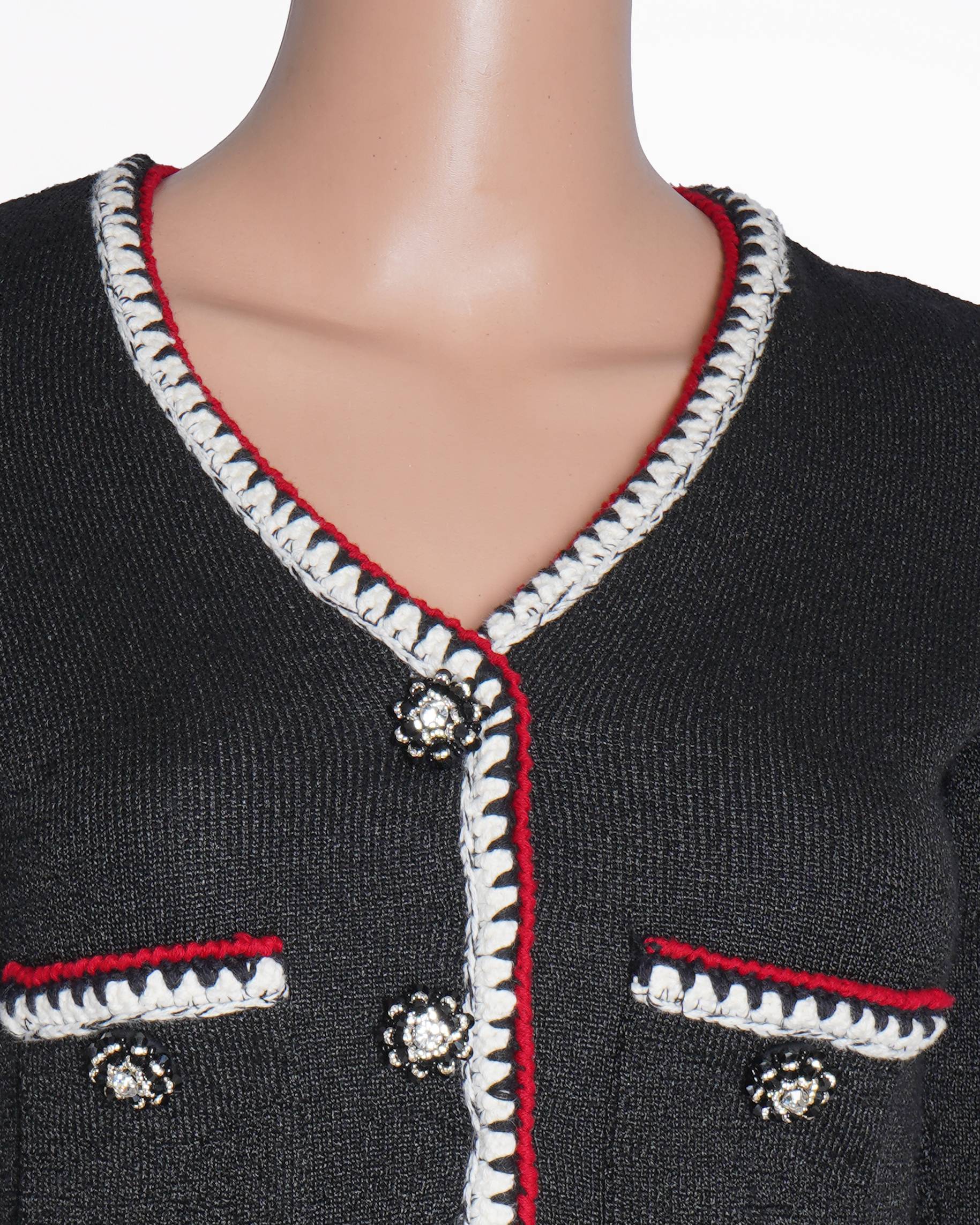 New Self-Portrait V-Neck Black Pleated Mini Knit Dress