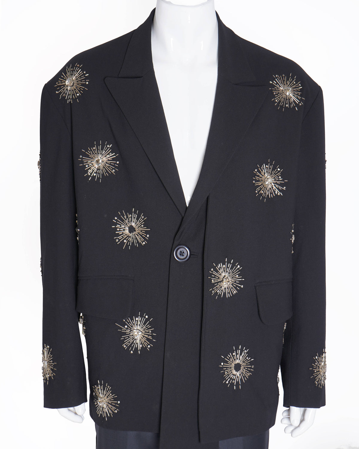 Dhruv kapoor placement Sequenced Hand Embroidered black blazer (Unisex)