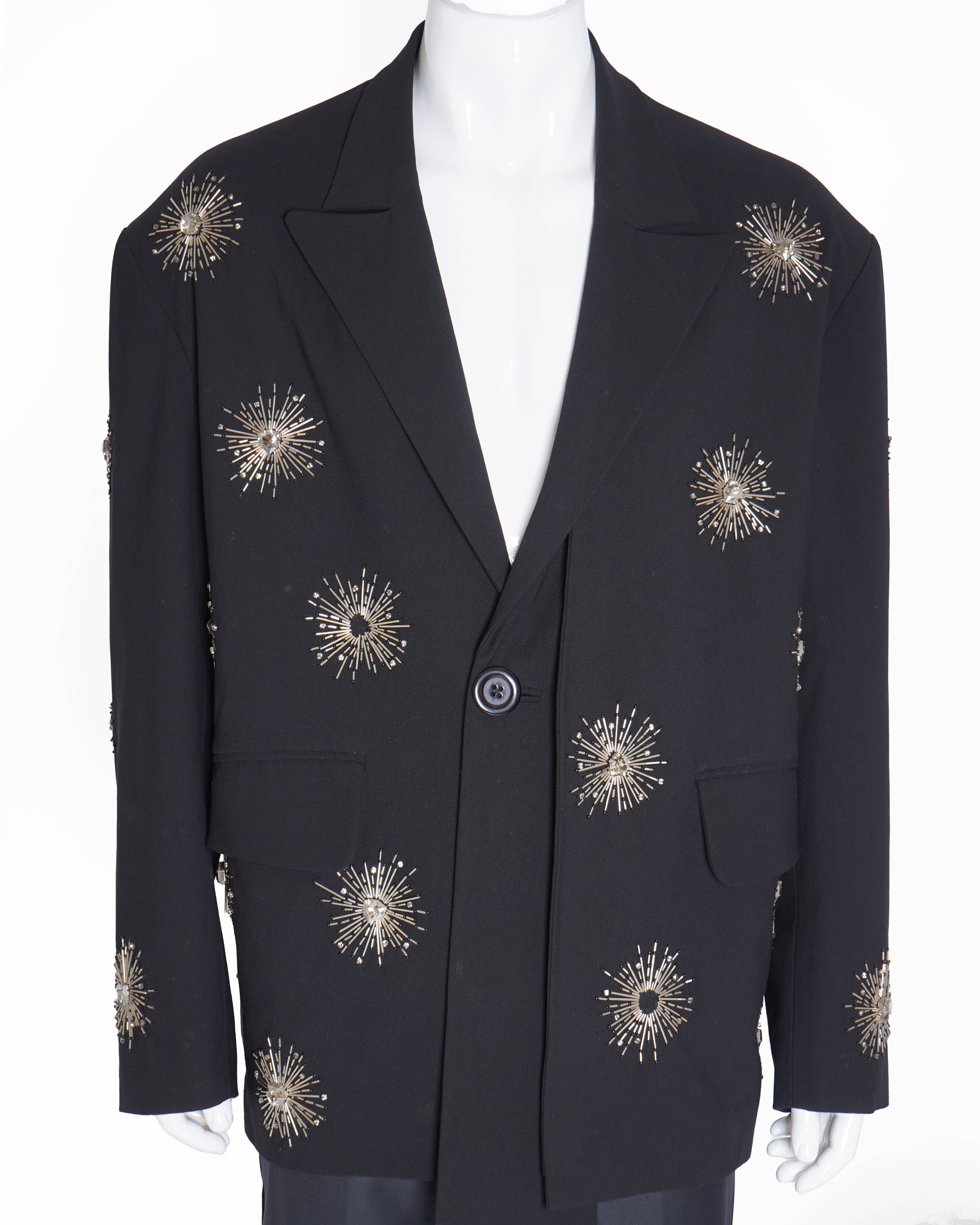 Dhruv kapoor placement Sequenced Hand Embroidered black blazer (Unisex)