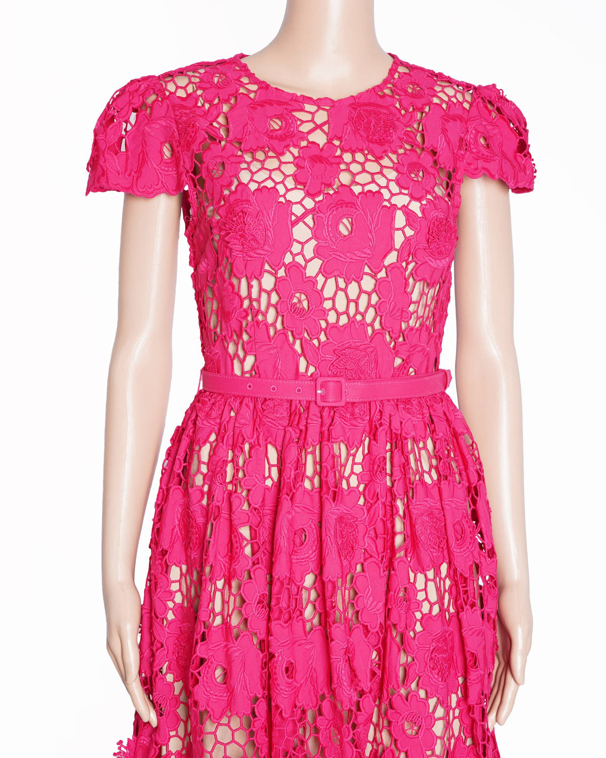 New Self Portrait 
Poppy Midi Dress In 3D Floral Lace