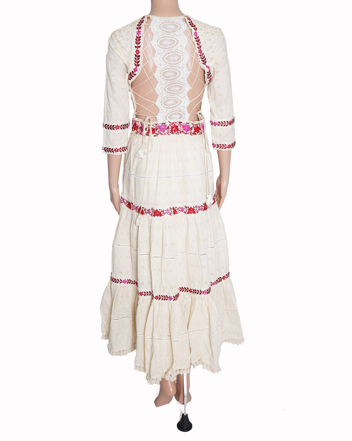 Surily G cream embroidered back cutout dress