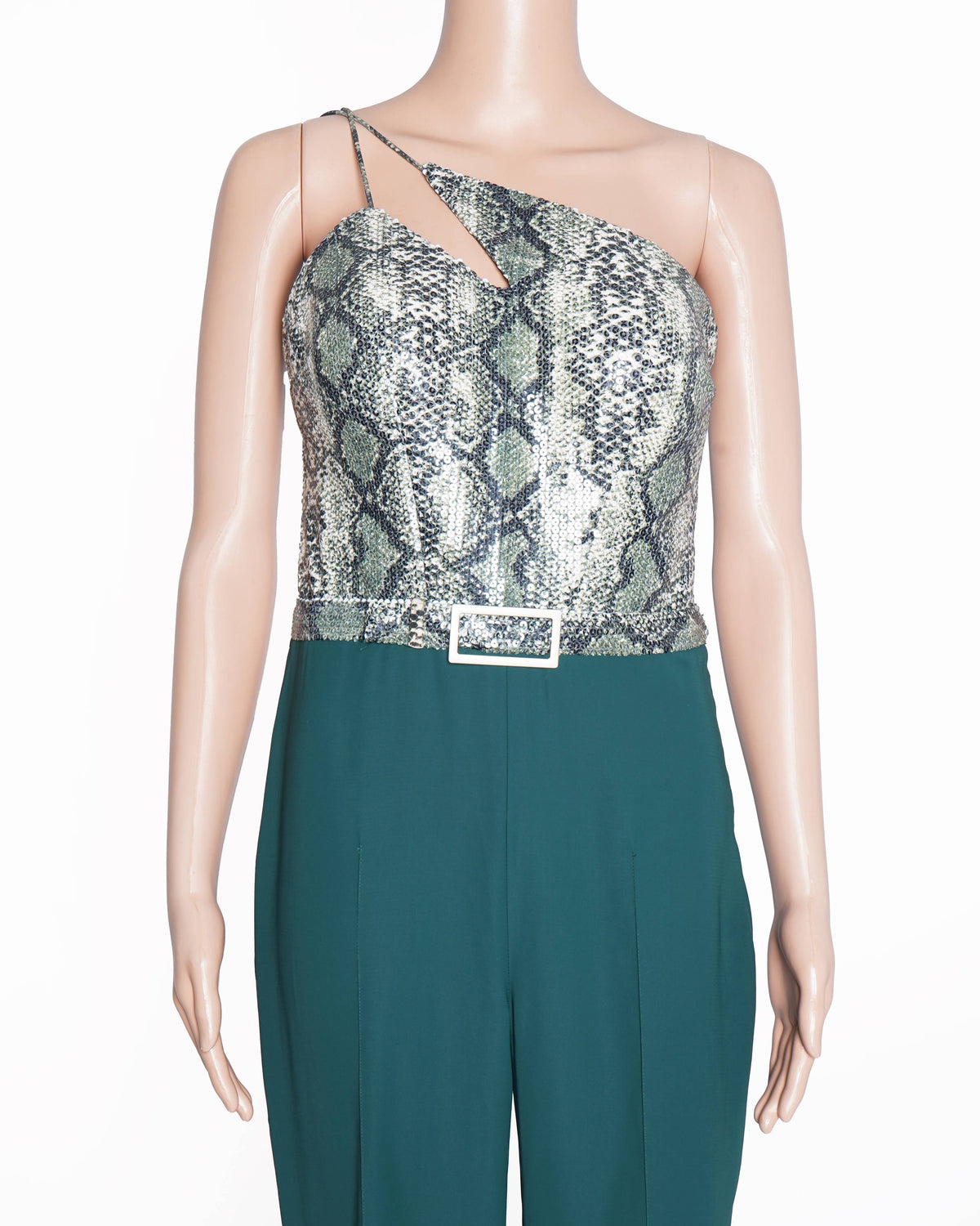 Tanieya khanuja green snake embossed jumpsuit
