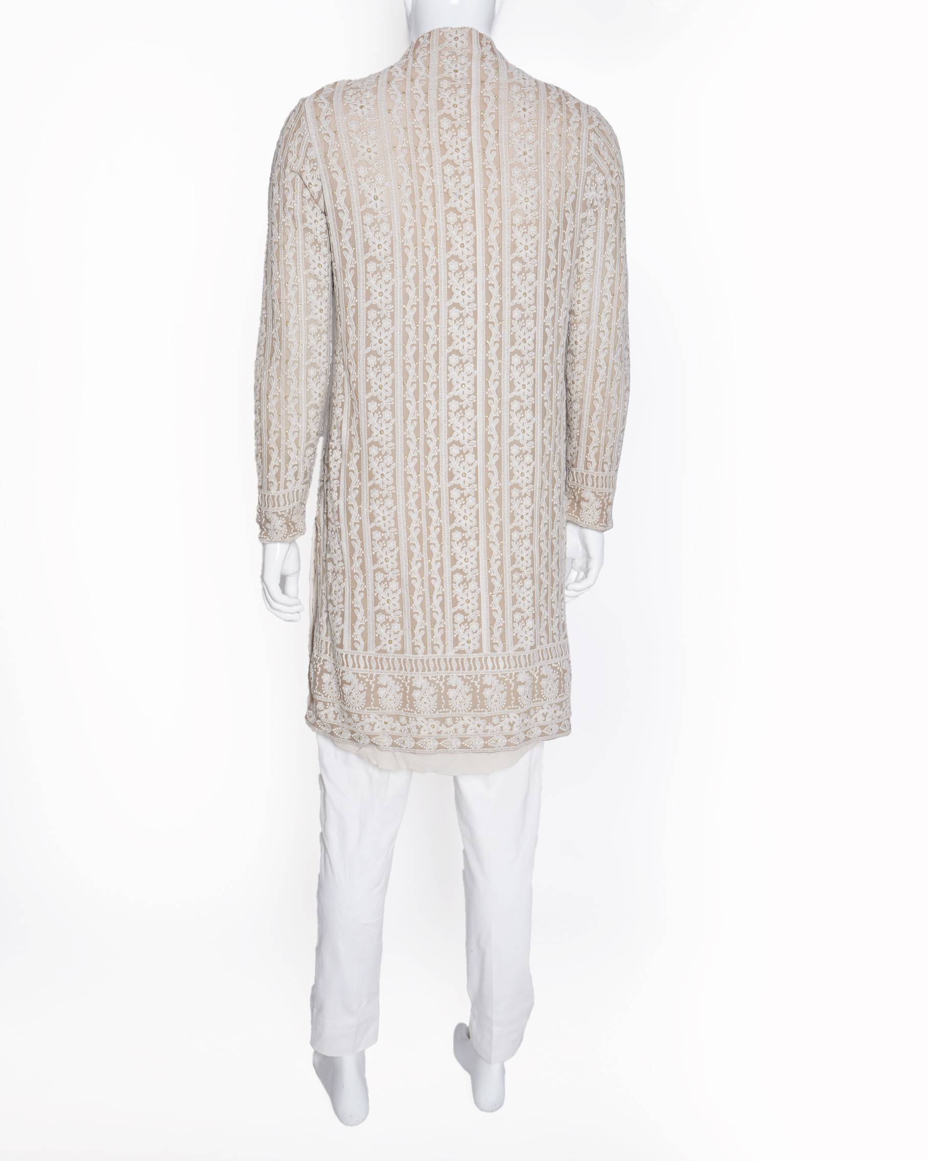 Rohit Gandhi & Rahul Khanna embroidered kurta with white trousers
