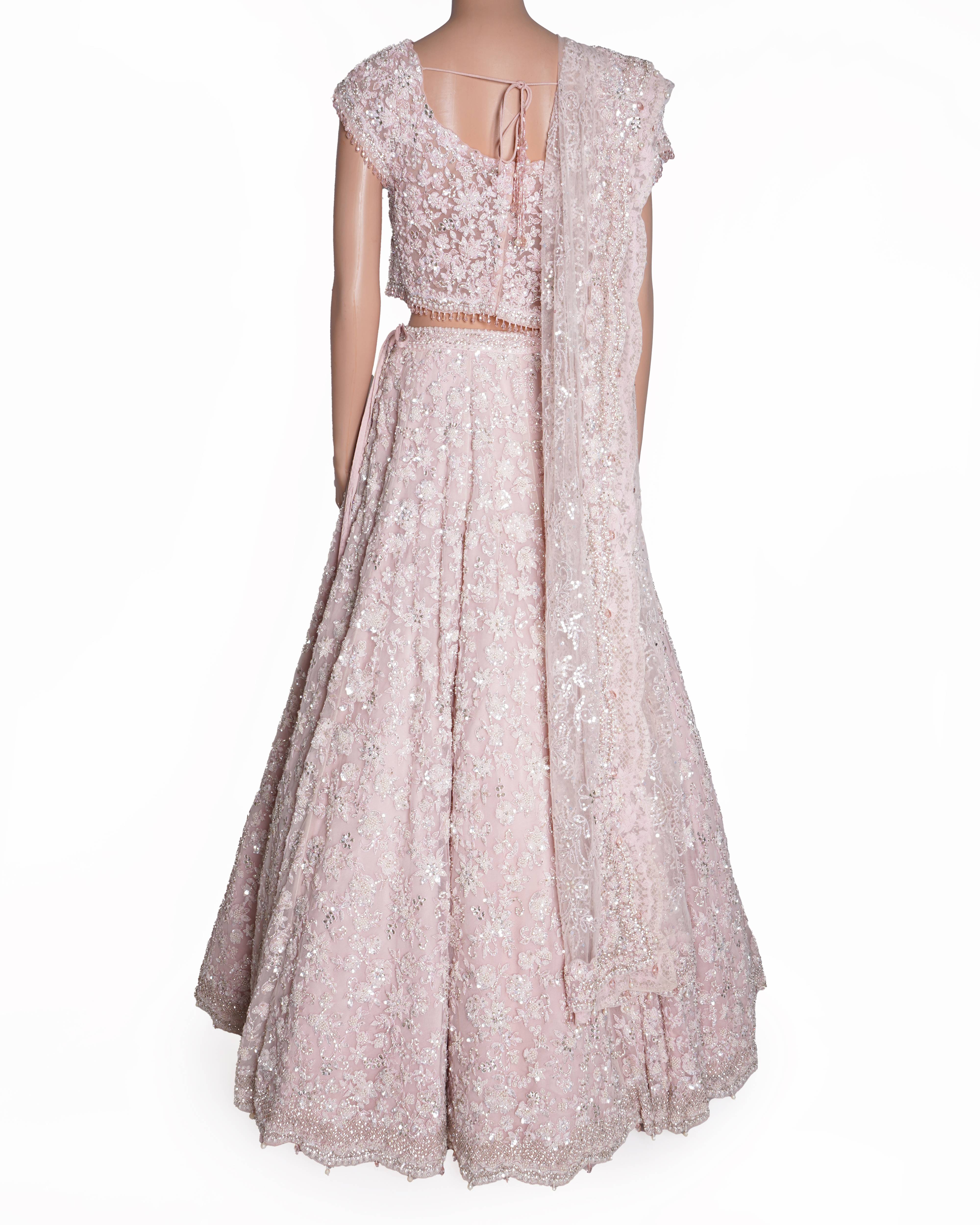 Seema Gujral blush pink embroidered lehenga Set