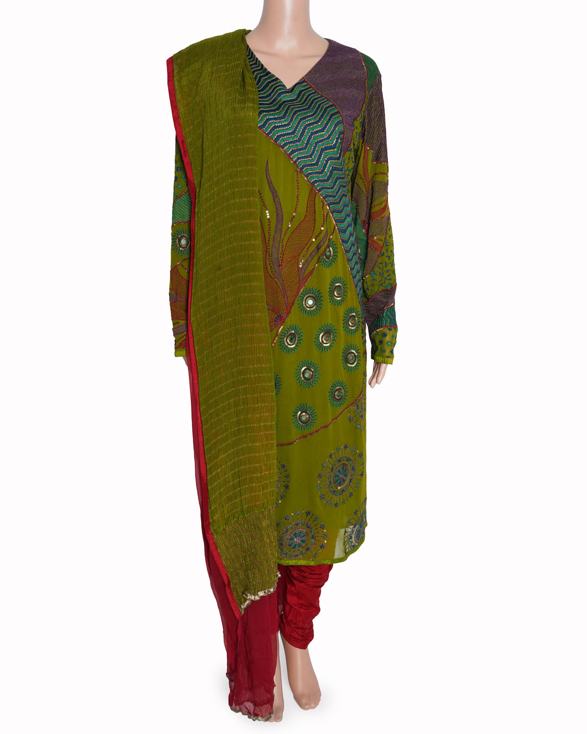 New Sabyasachi Printed Kurta In Sequin Detailing With Dupatta (Set of 3)
