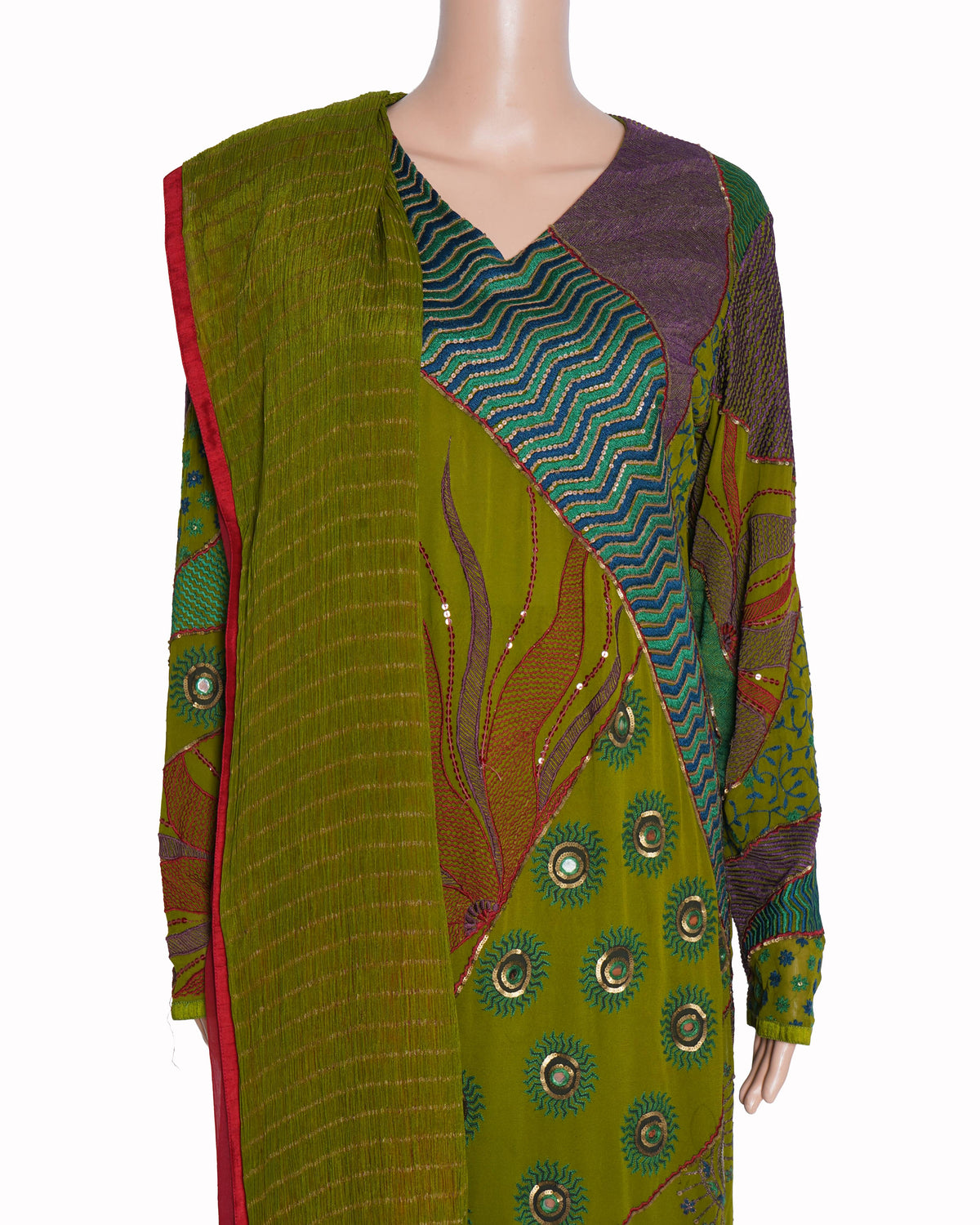 New Sabyasachi Printed Kurta In Sequin Detailing With Dupatta (Set of 3)