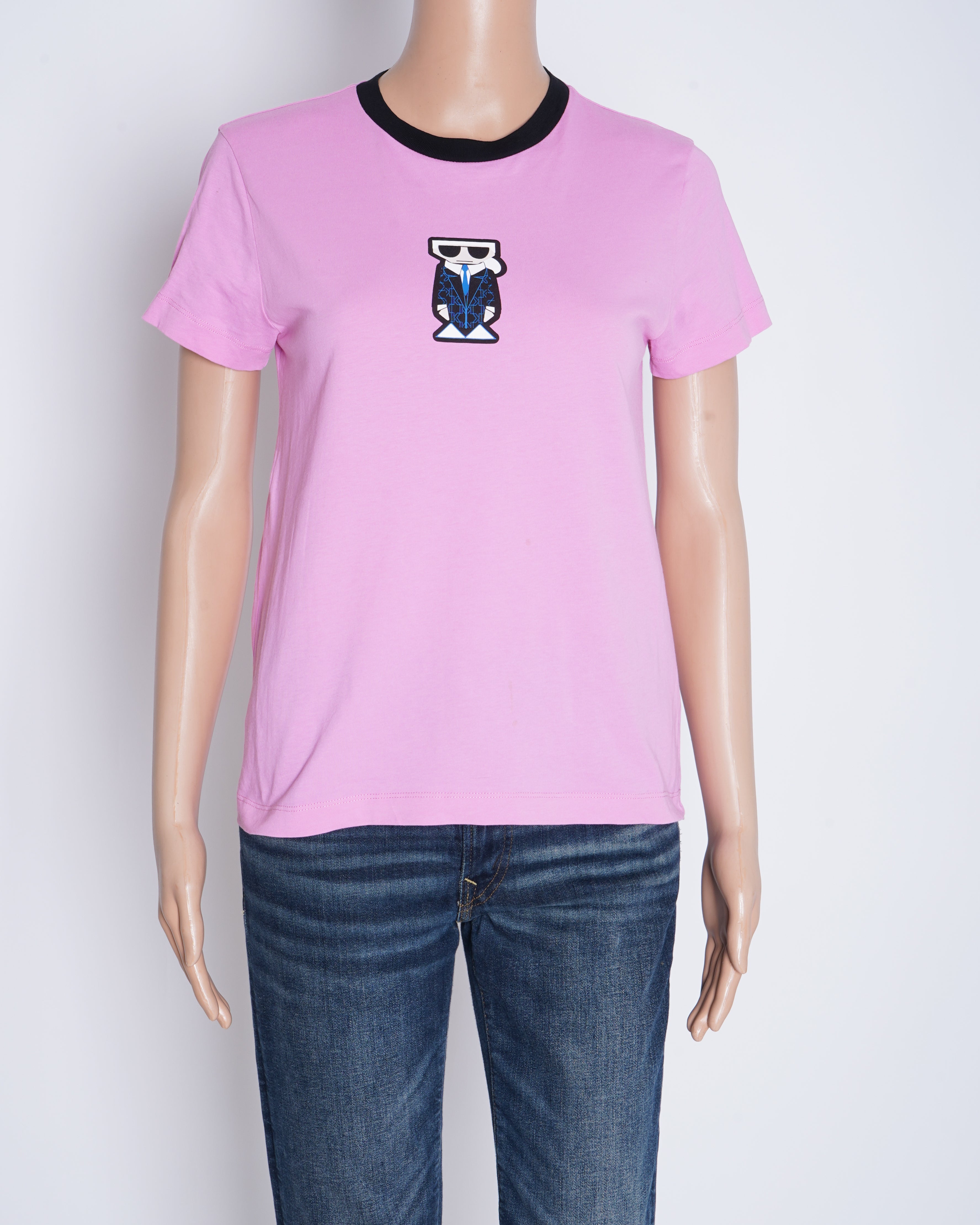 Karl lagerfeld pink t-shirt with signature ikonic graphic
