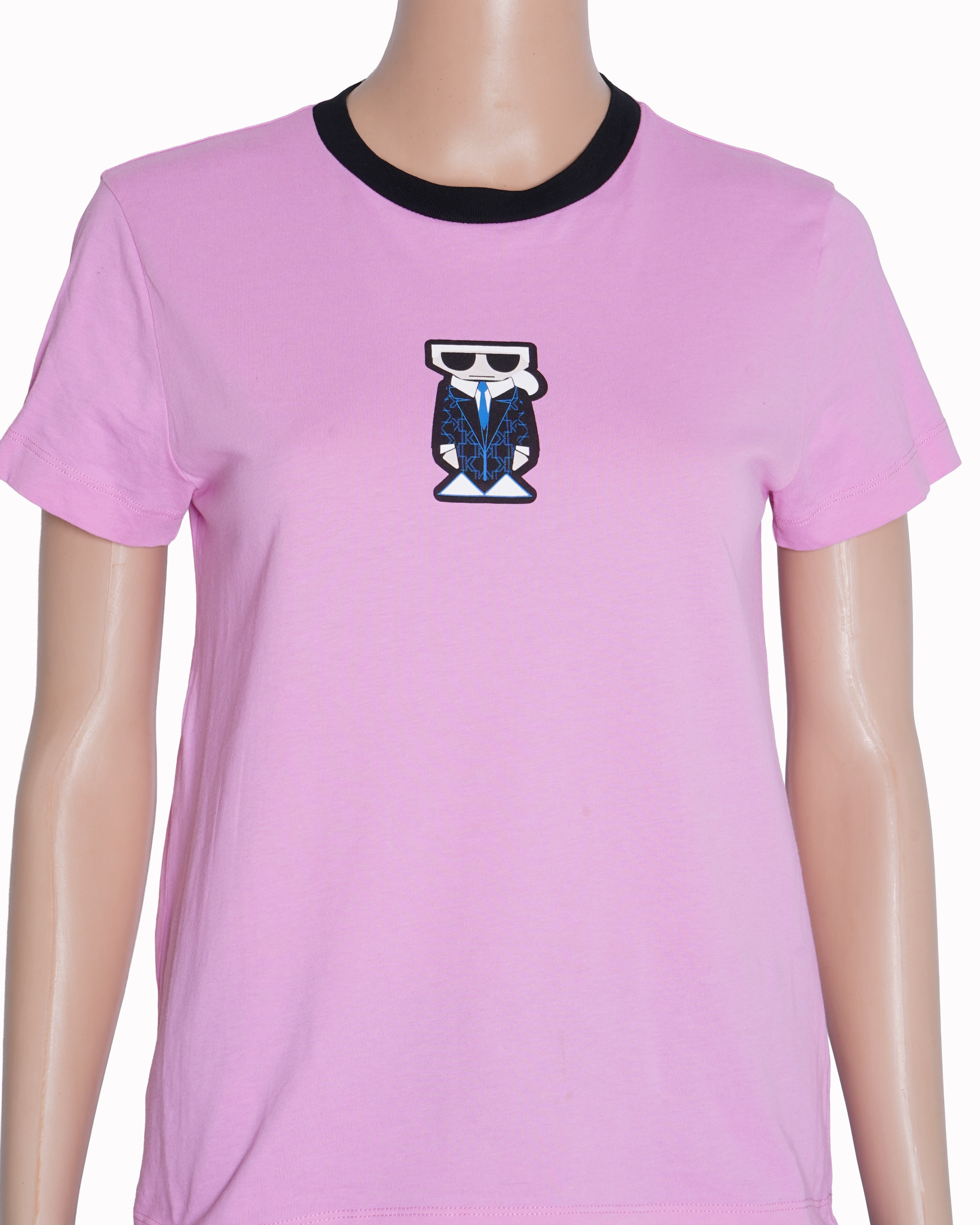 Karl lagerfeld pink t-shirt with signature ikonic graphic
