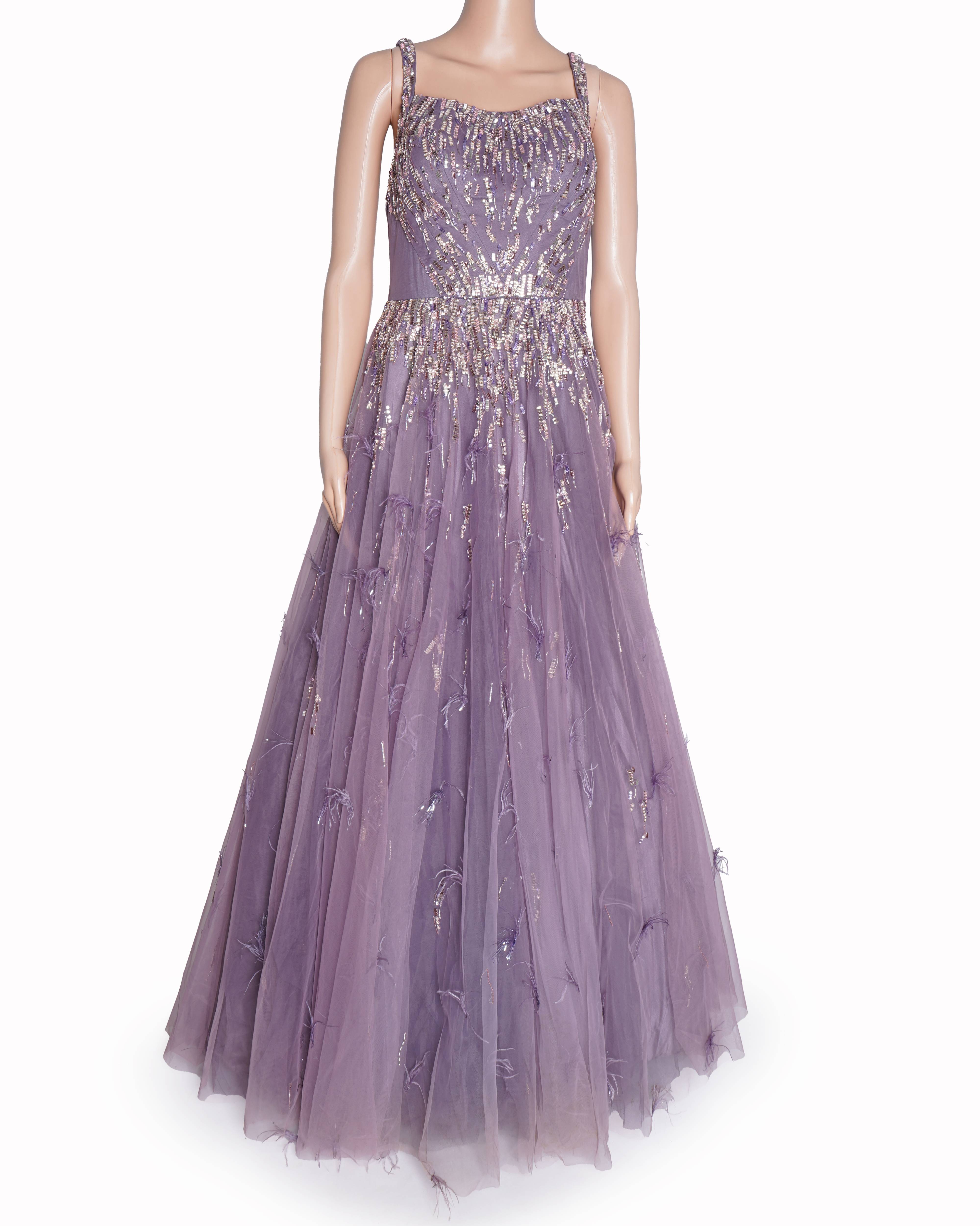 Dolly J lilac A-line embellished gown