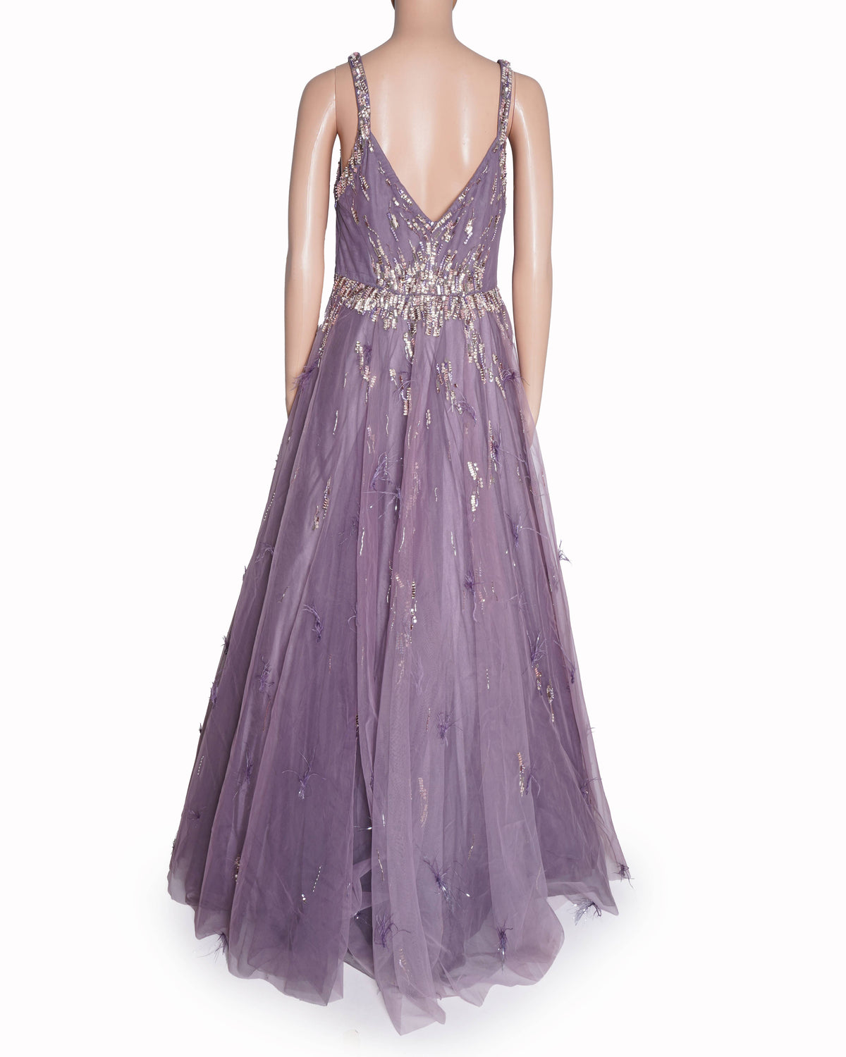 Dolly J lilac A-line embellished gown