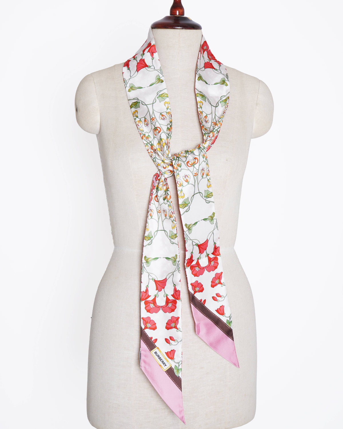 New Burberry tb monogram print skinny silk scarf