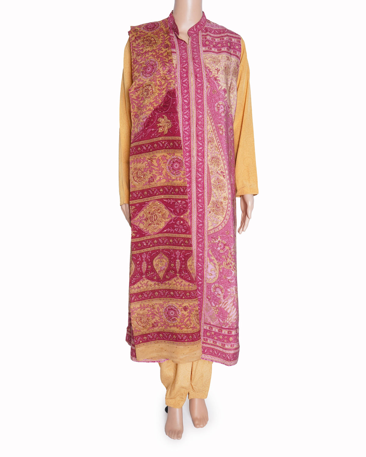 Ritu Kumar Pink & Ochre Printed London Suit Set with Jacket - My Almari