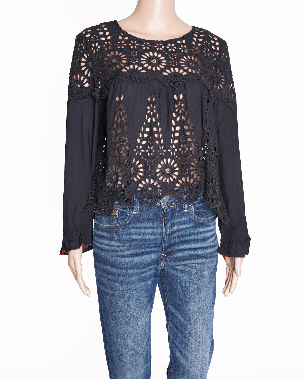 Ganni Black Lace Top