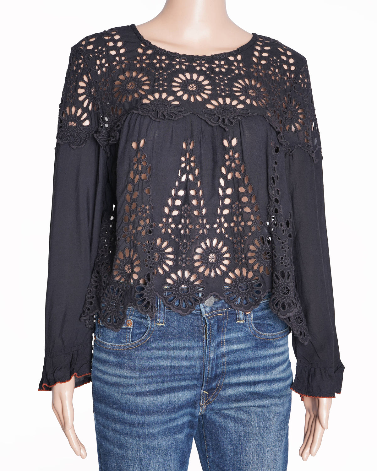 Ganni Black Lace Top
