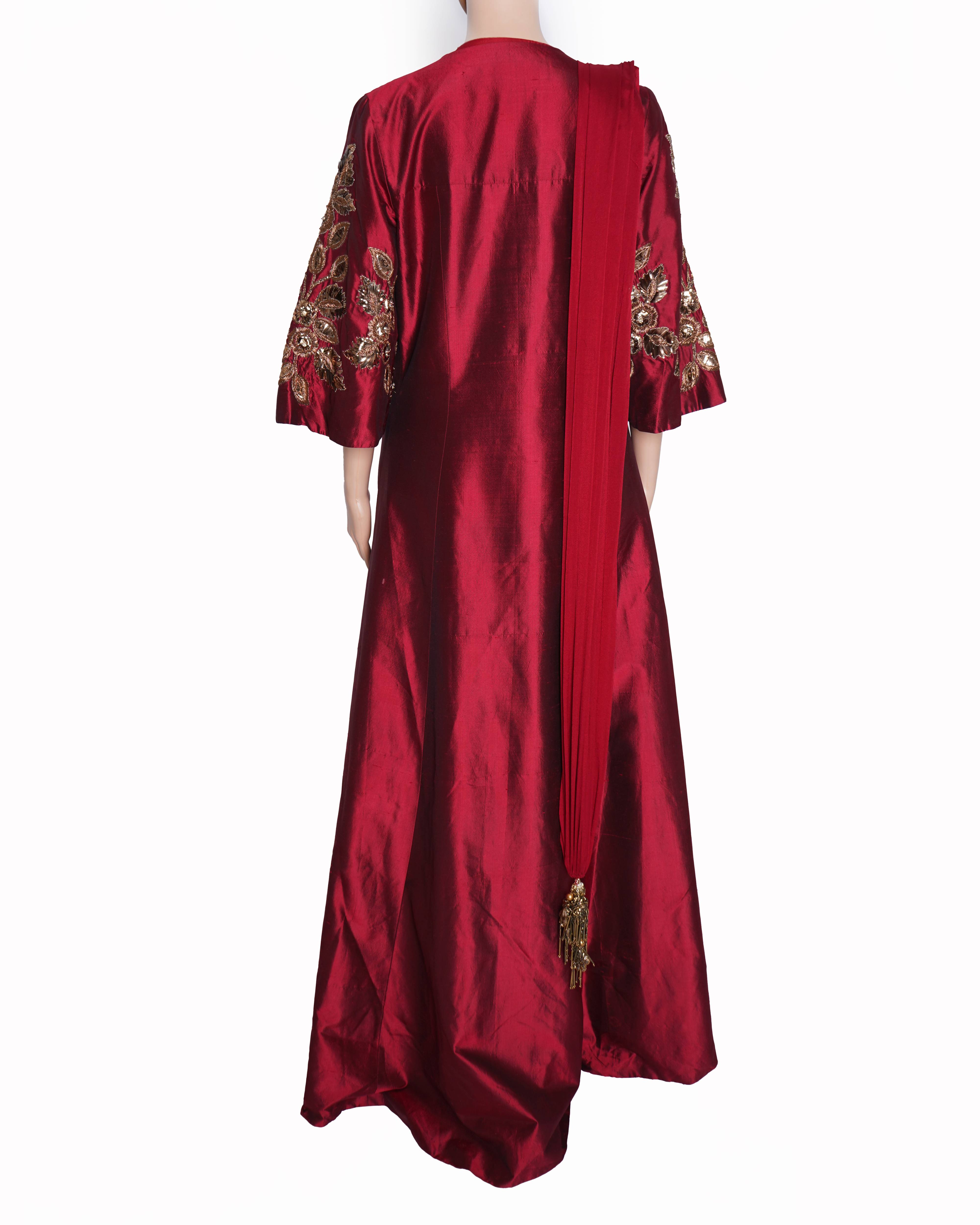 Manish Malhotra Maroon 4 Piece Embroidered Set With Dupatta