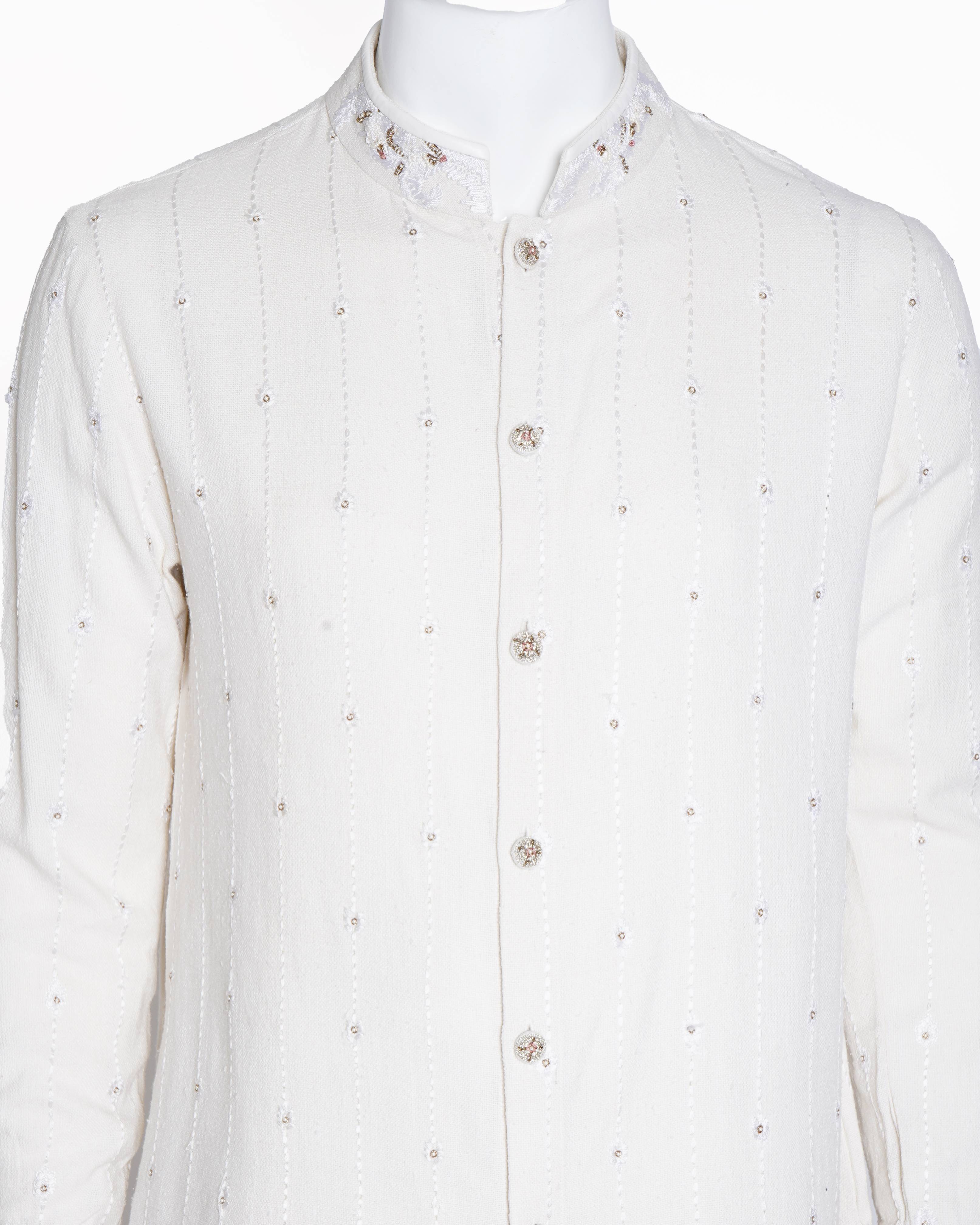 Shantanu & Nikhil Cream Embroidered kurta