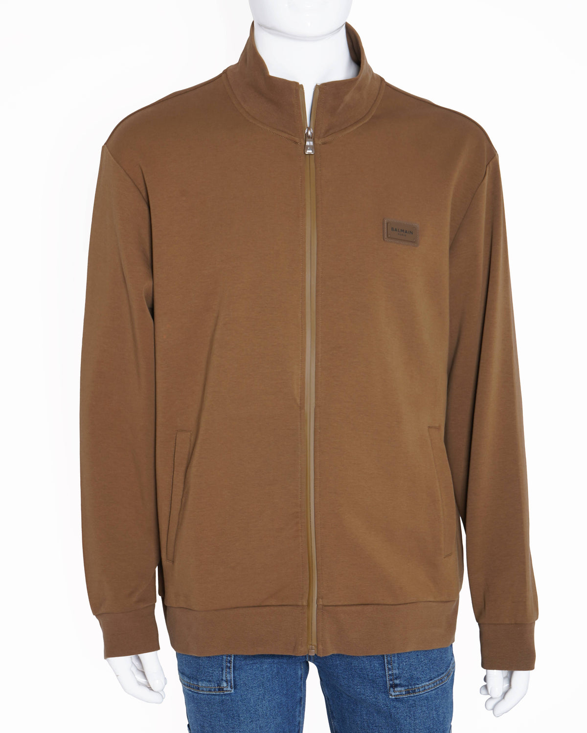 New Balmain Zipper Sweatshirt In brown