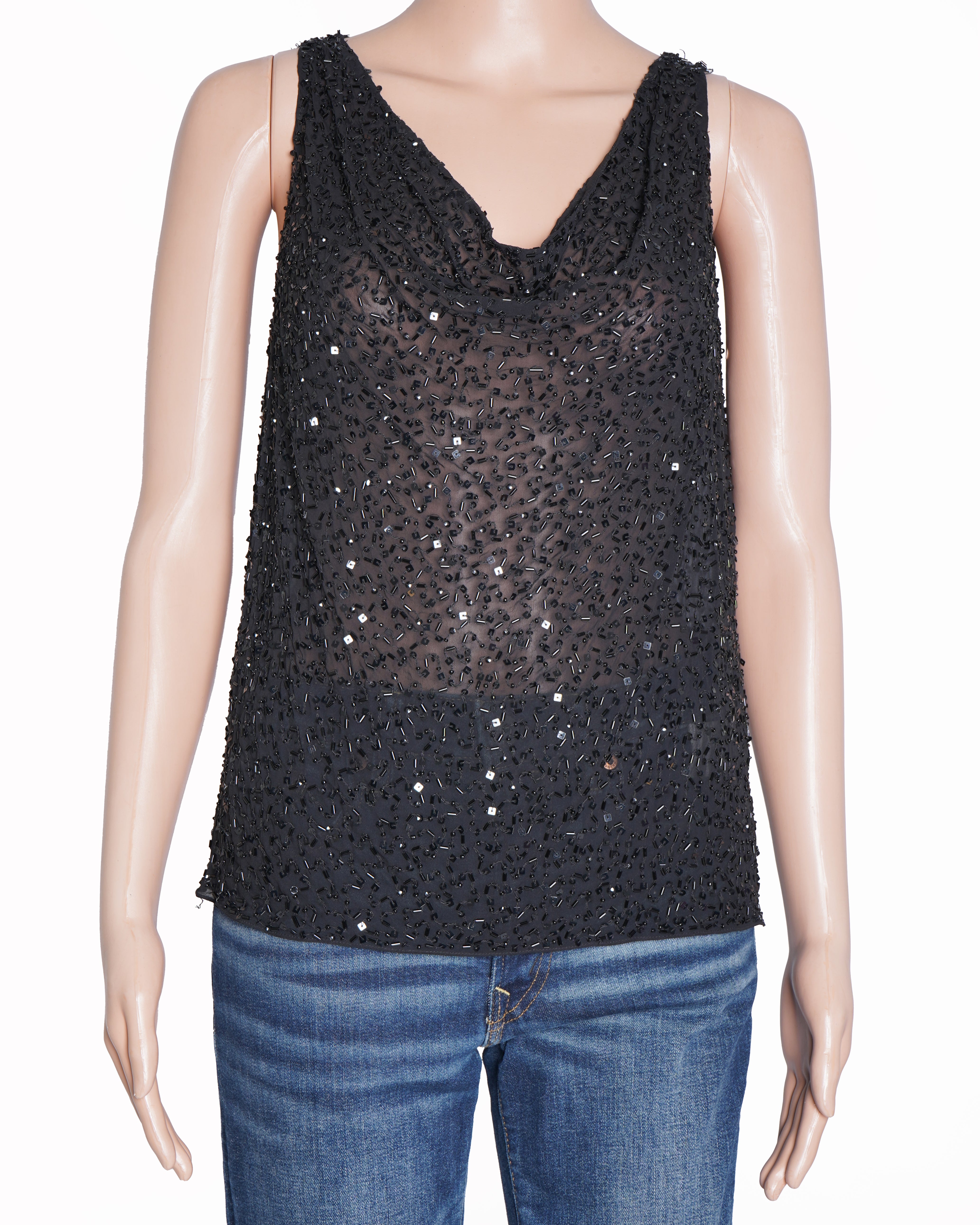 Alice + Olivia Sequin top in black