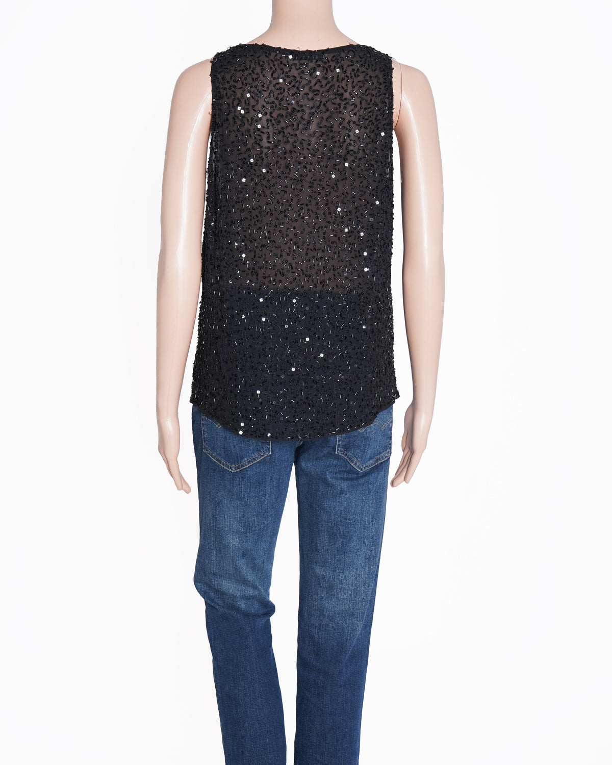 Alice + Olivia Sequin top in black