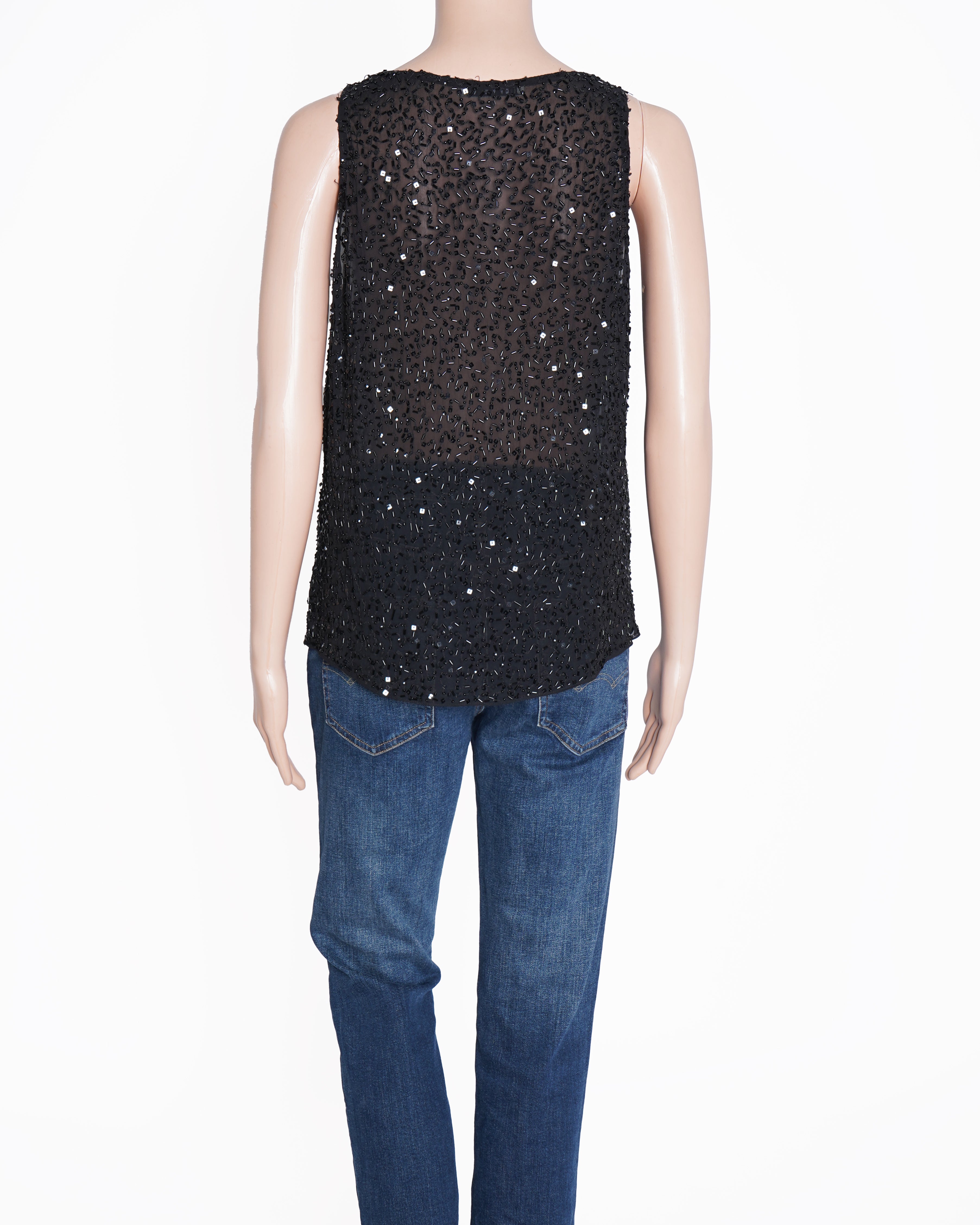 Alice + Olivia Sequin top in black