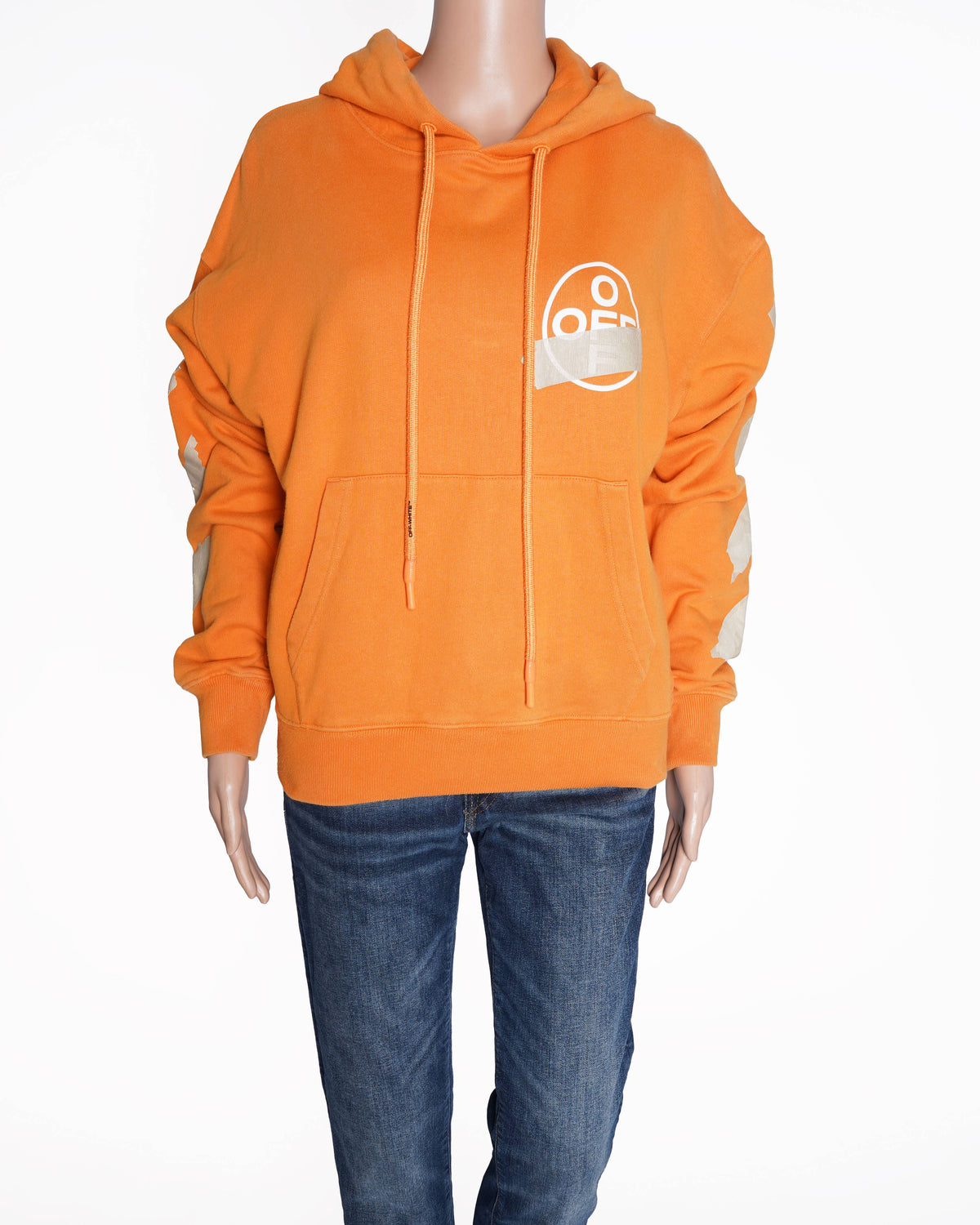 Off-White Orange Logo Diagonal Stripes Graphic hoodie