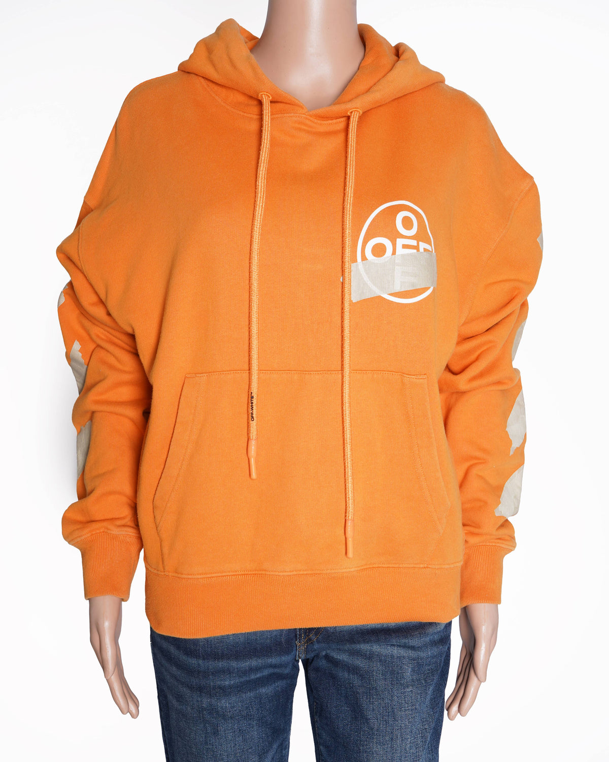 Off-White Orange Logo Diagonal Stripes Graphic hoodie