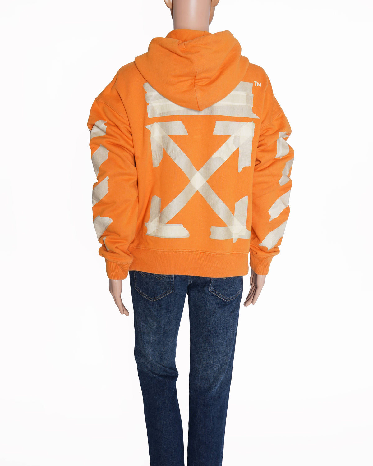 Off-White Orange Logo Diagonal Stripes Graphic hoodie