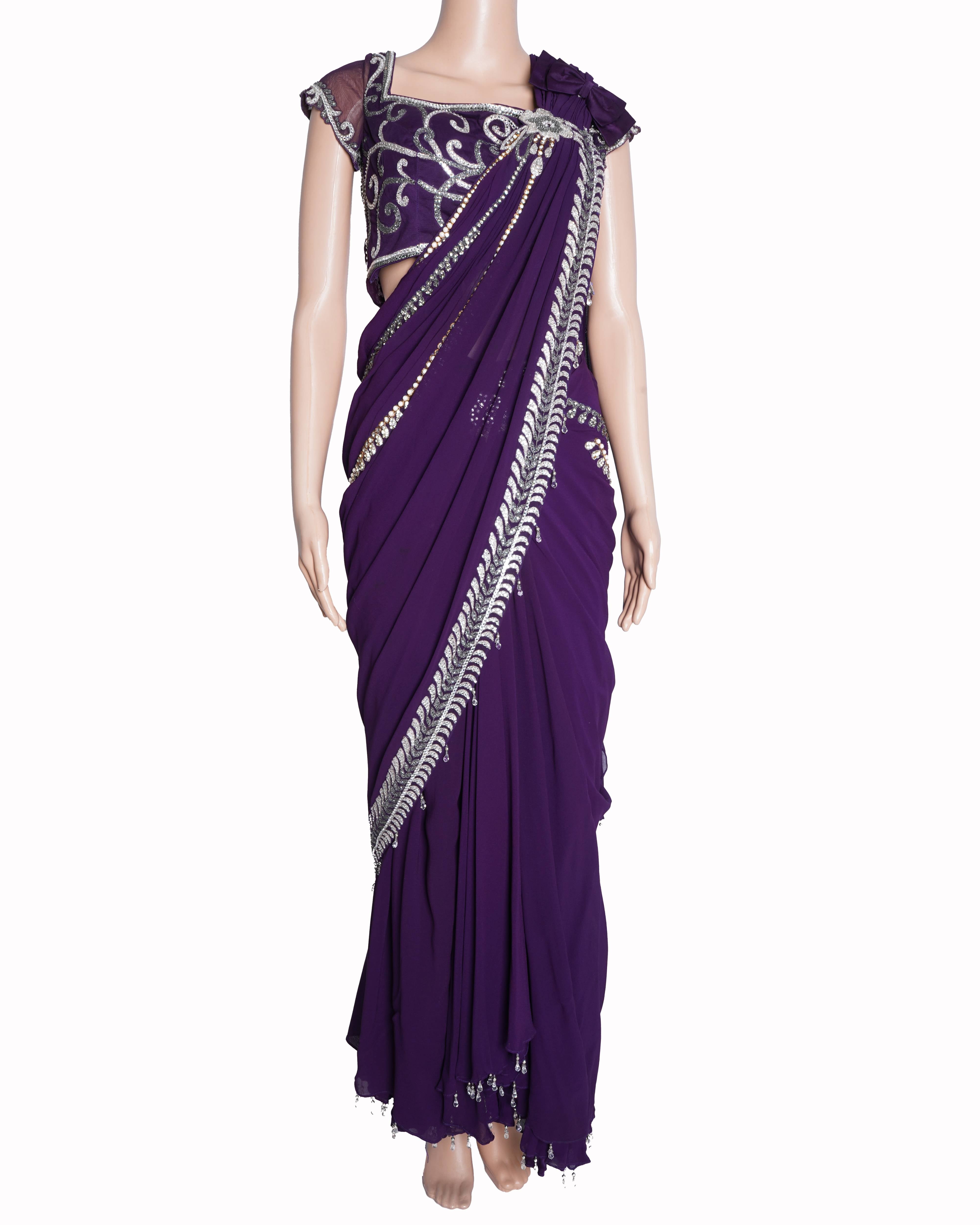 Anjalee and Arjun kapoor saree with blouse in purple