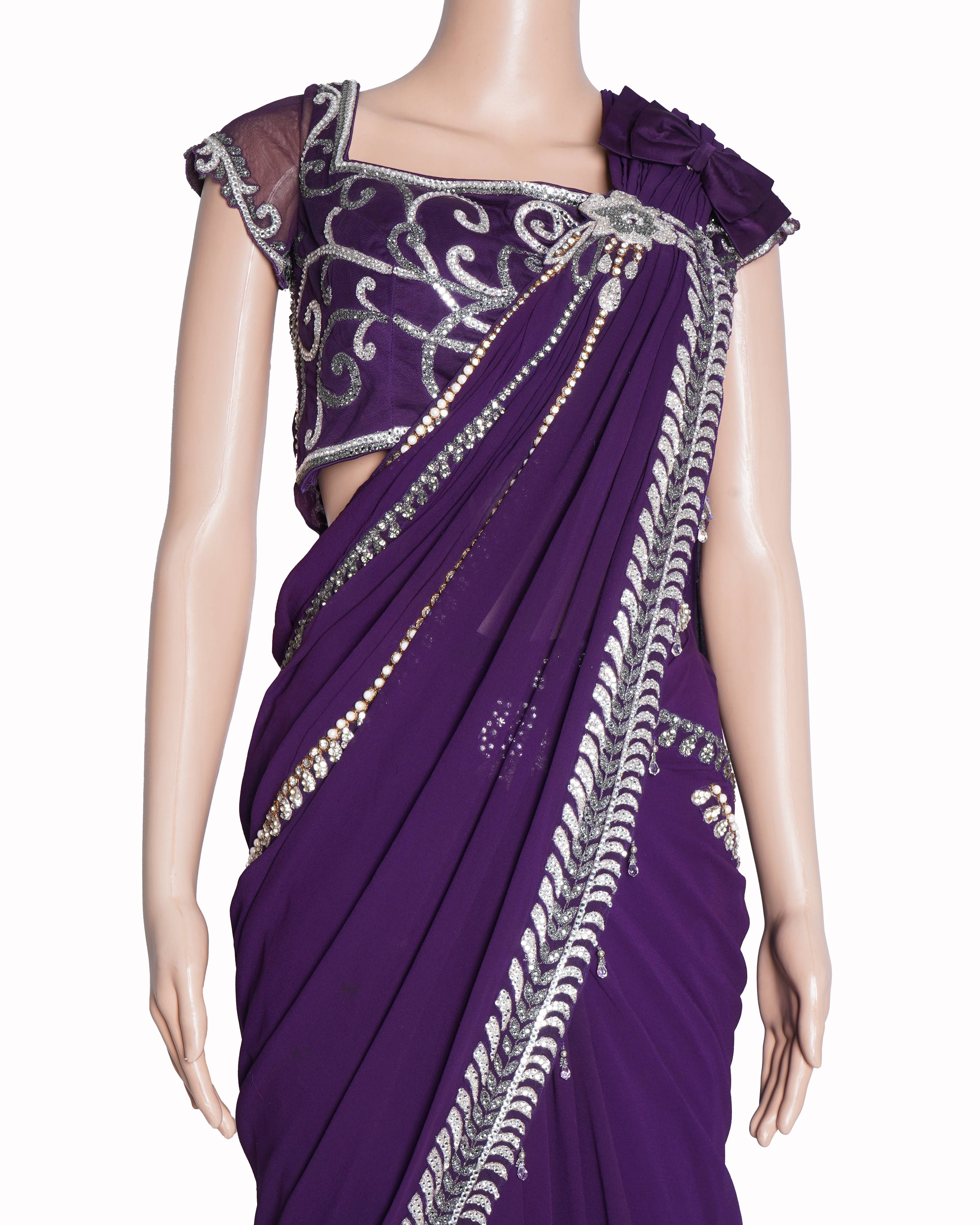 Anjalee and Arjun kapoor saree with blouse in purple