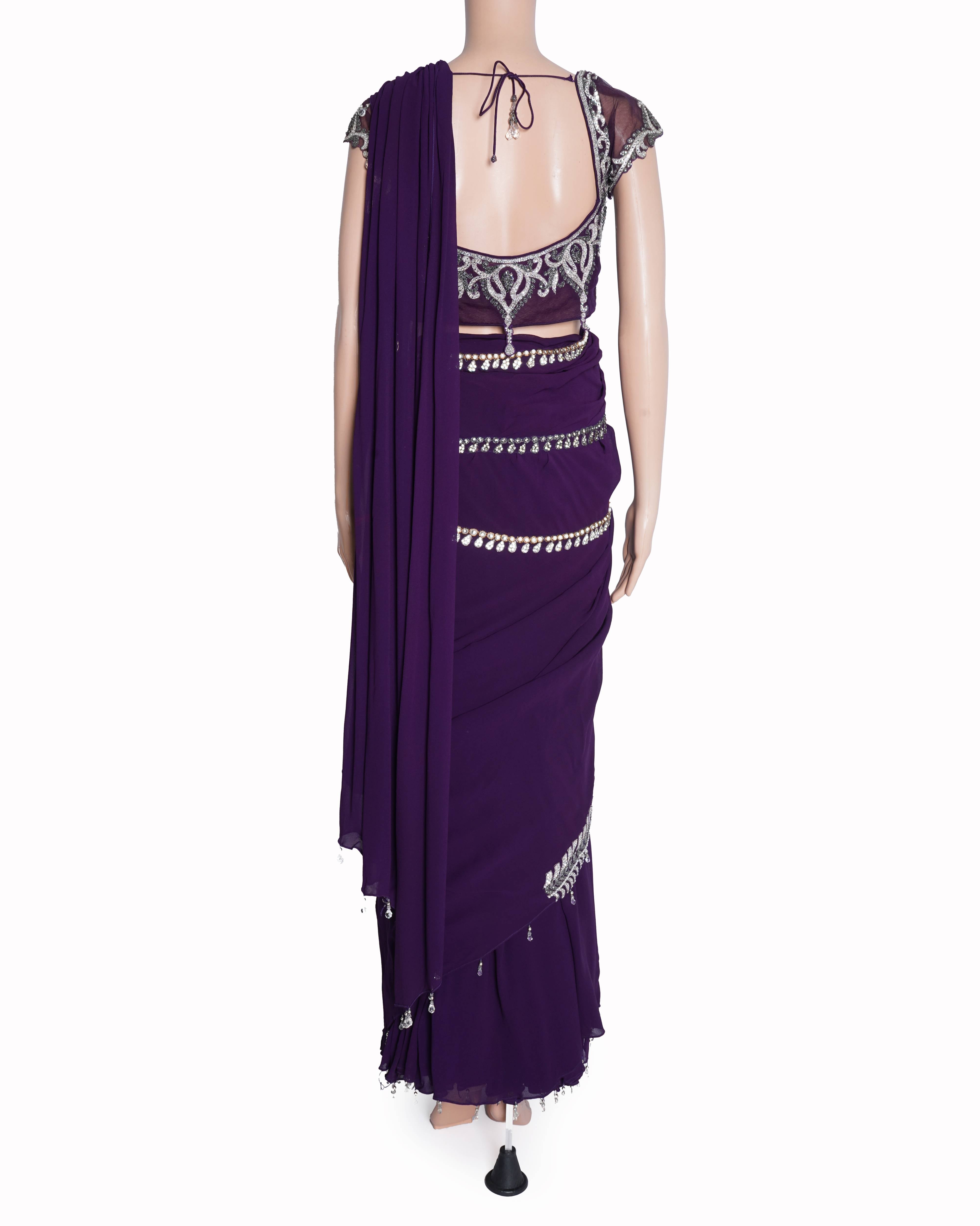 Anjalee and Arjun kapoor saree with blouse in purple