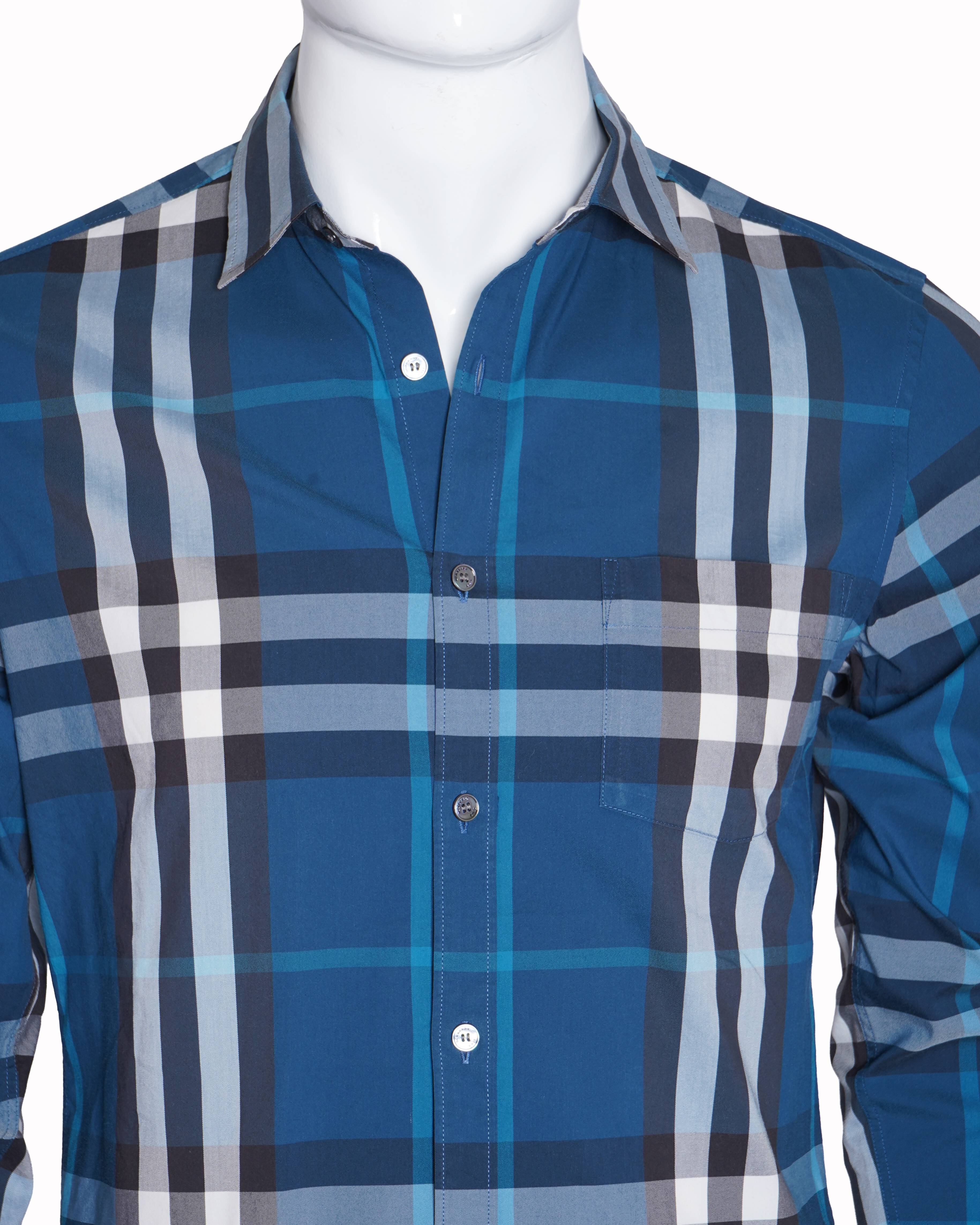 Burberry teal checkered shirt for men
