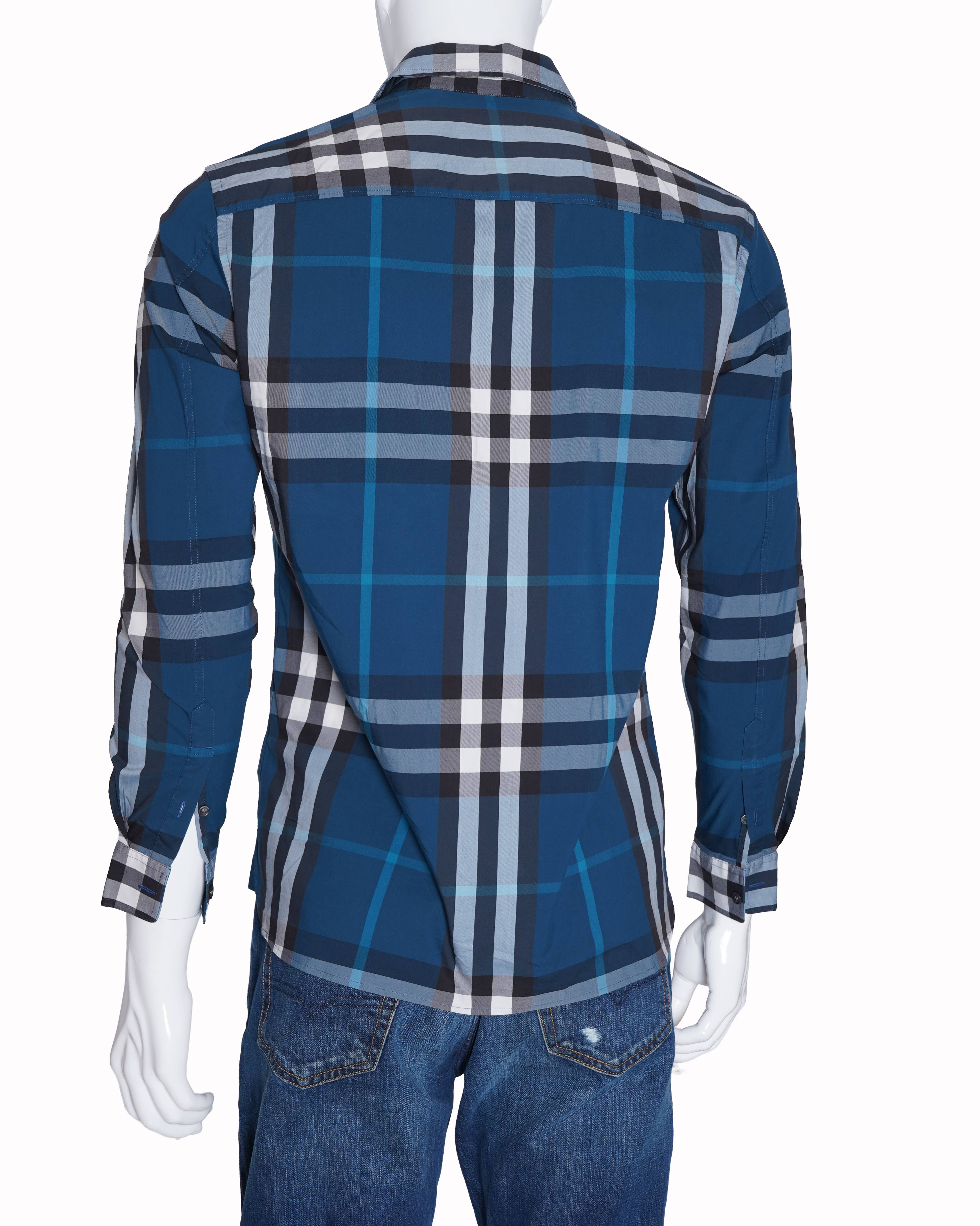 Burberry teal checkered shirt for men