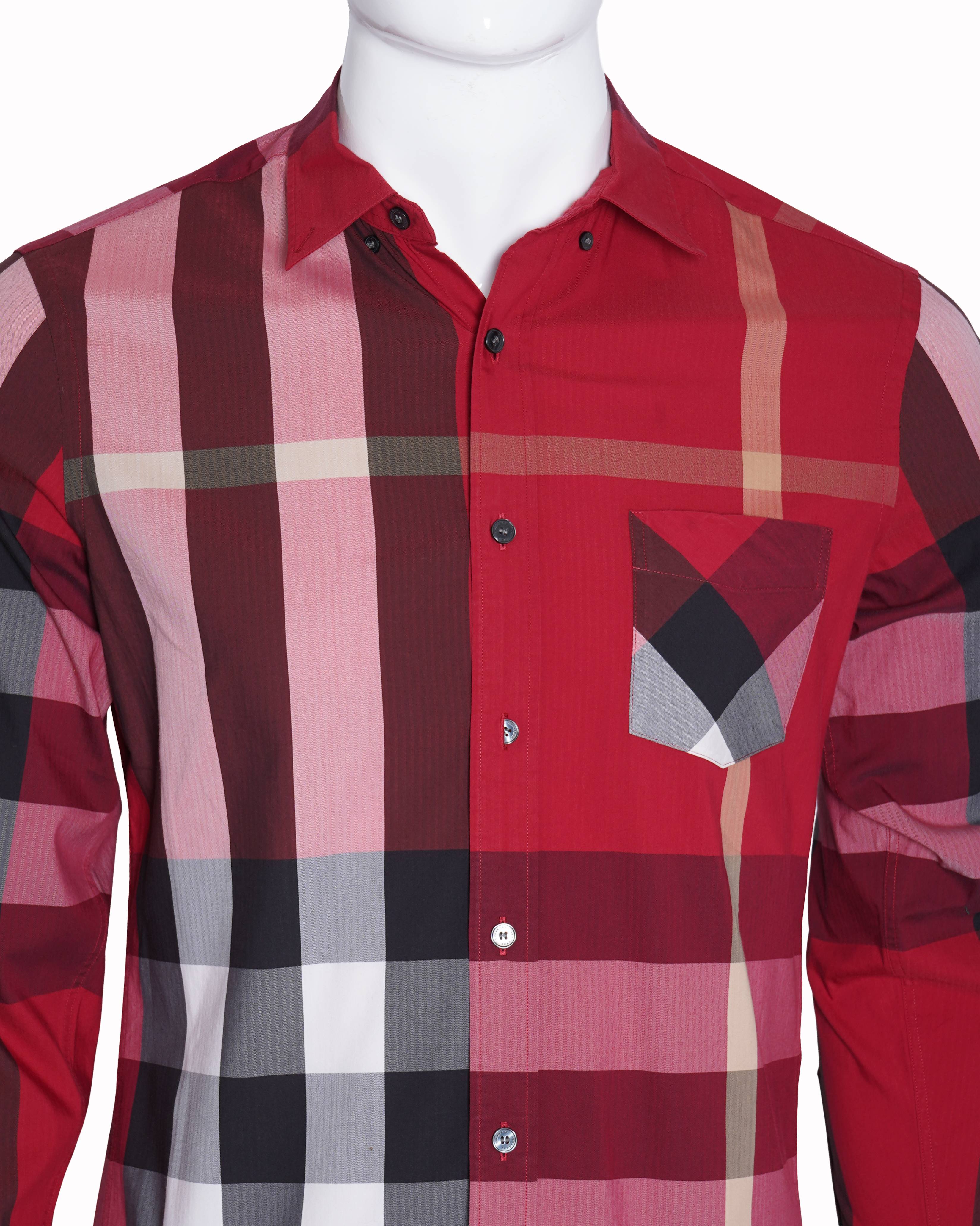 Burberry red checkered shirt for men