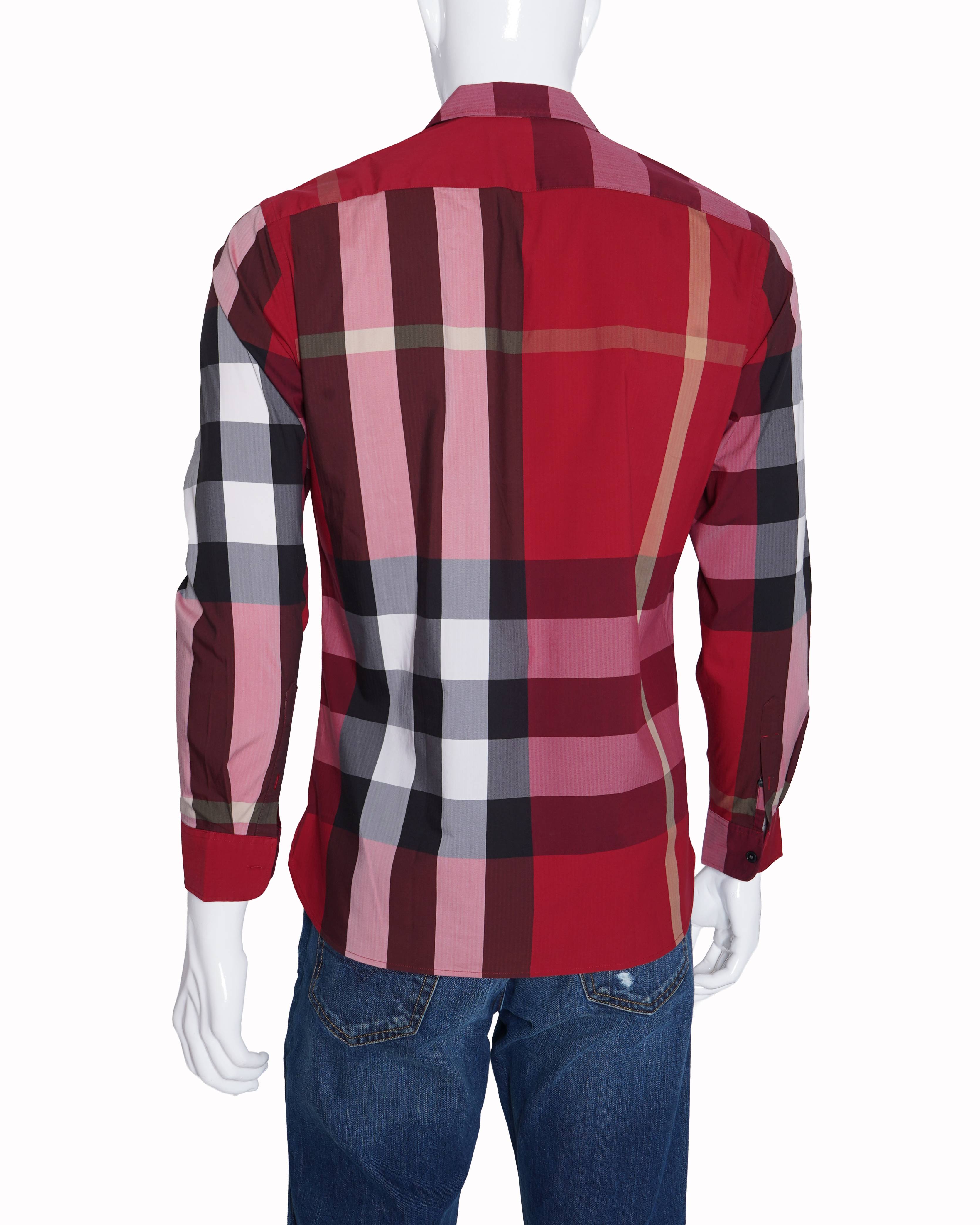 Burberry red checkered shirt for men